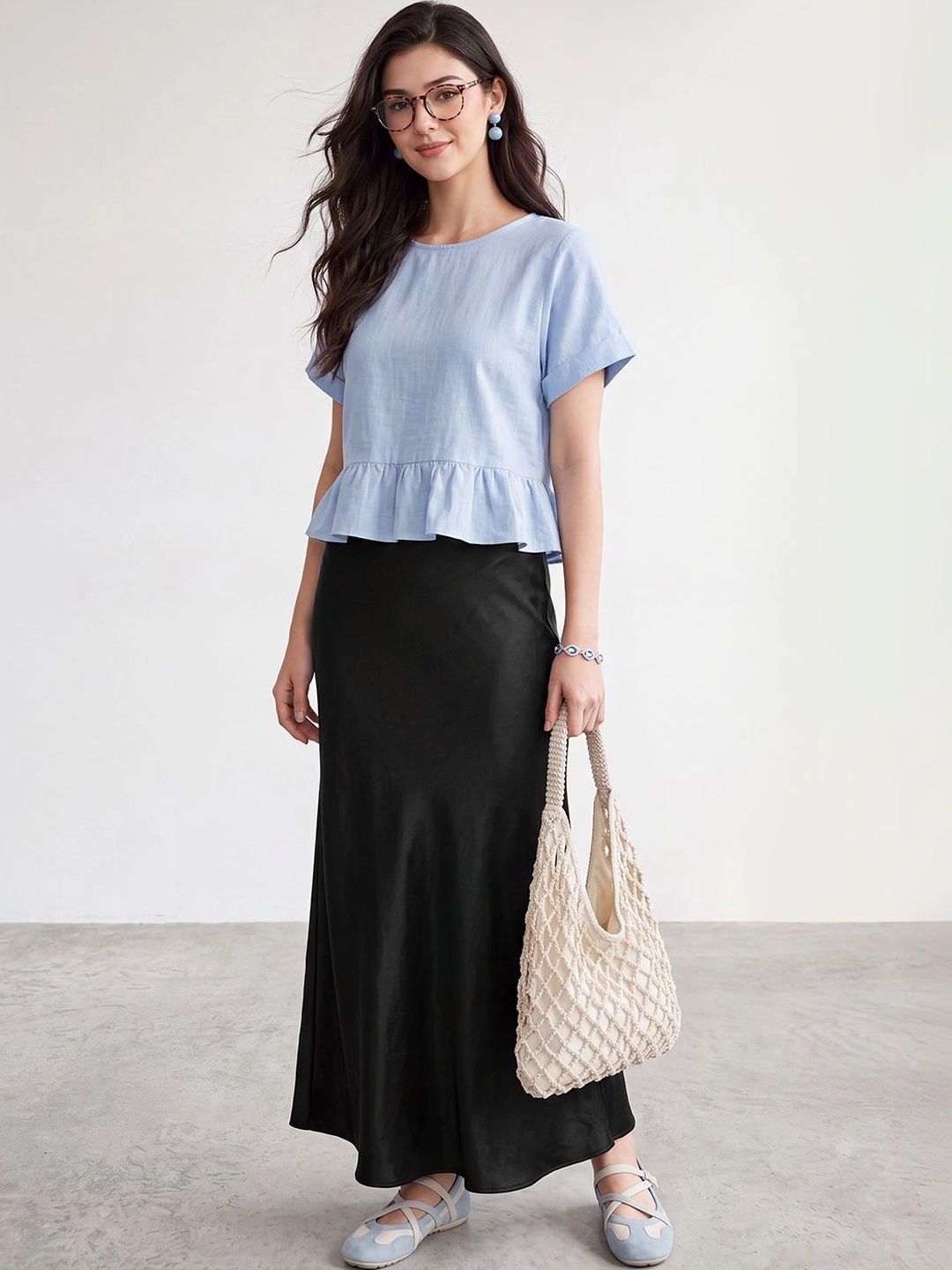 R&B Women Satin Maxi A-Line Skirt-picture-27
