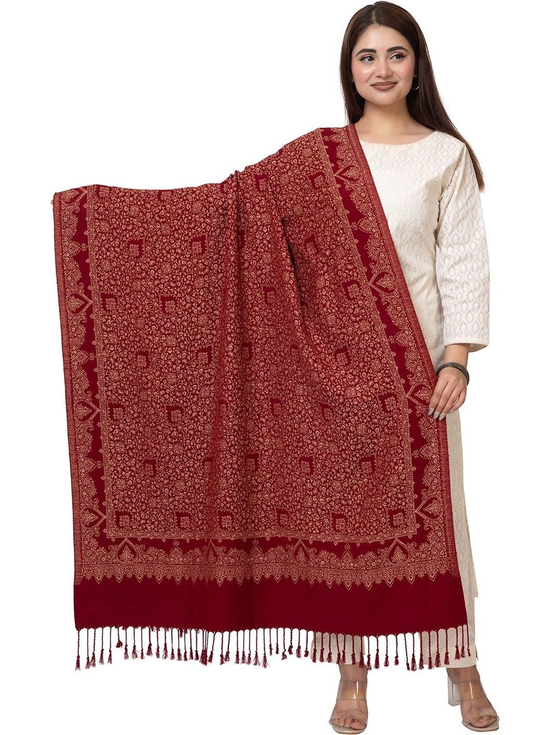 oornika Women Ethnic Motifs Woven Design Shawl-picture-33
