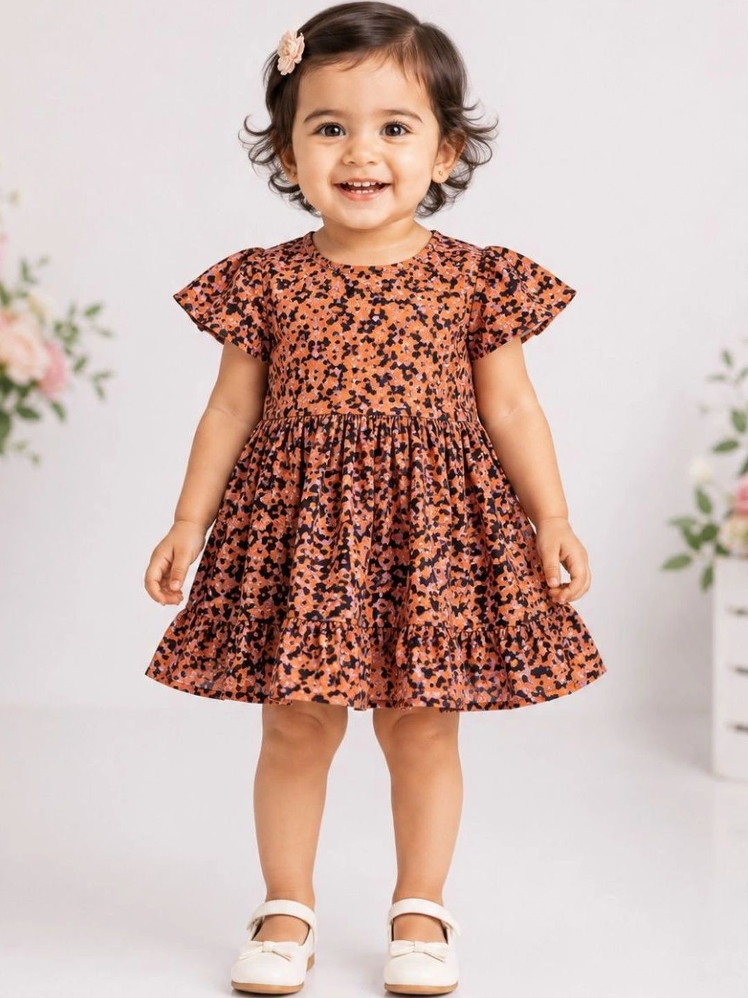 Bella Moda Animal Print Flutter Sleeve A-Line Dress-picture-27