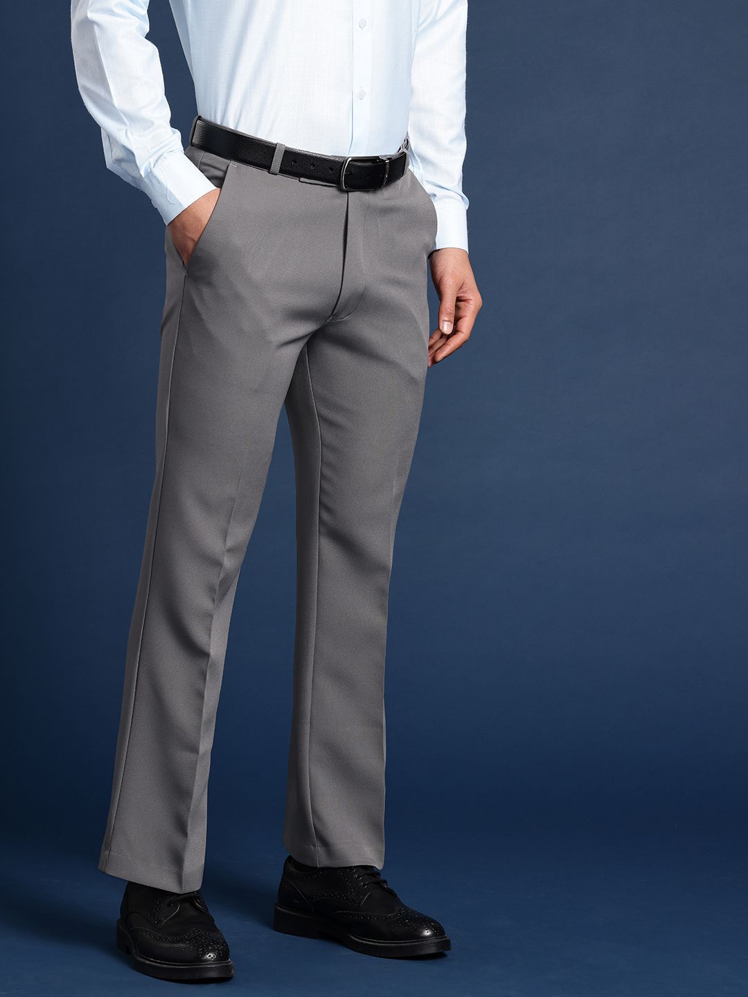 DIVISIVE Men Bootcut Slim Fit High-Rise Formal Trousers-picture-12