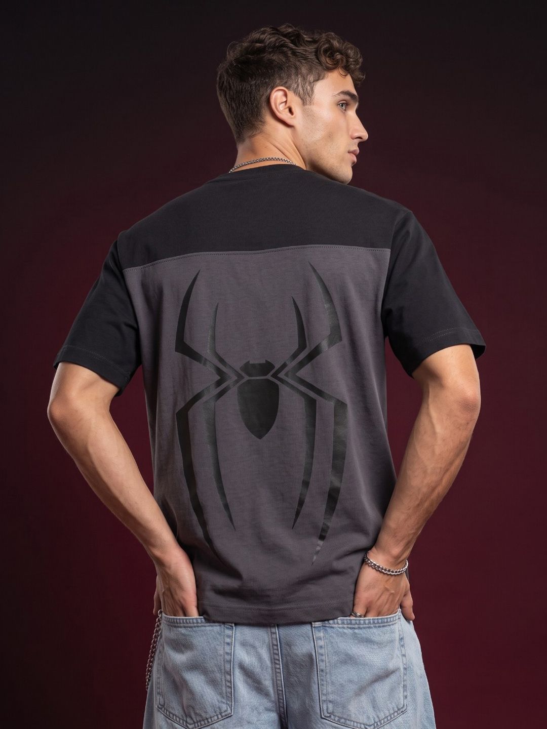 glitchez Spider-Man Printed Drop-Shoulder Sleeves Relaxed Fit T-Shirt-picture-21