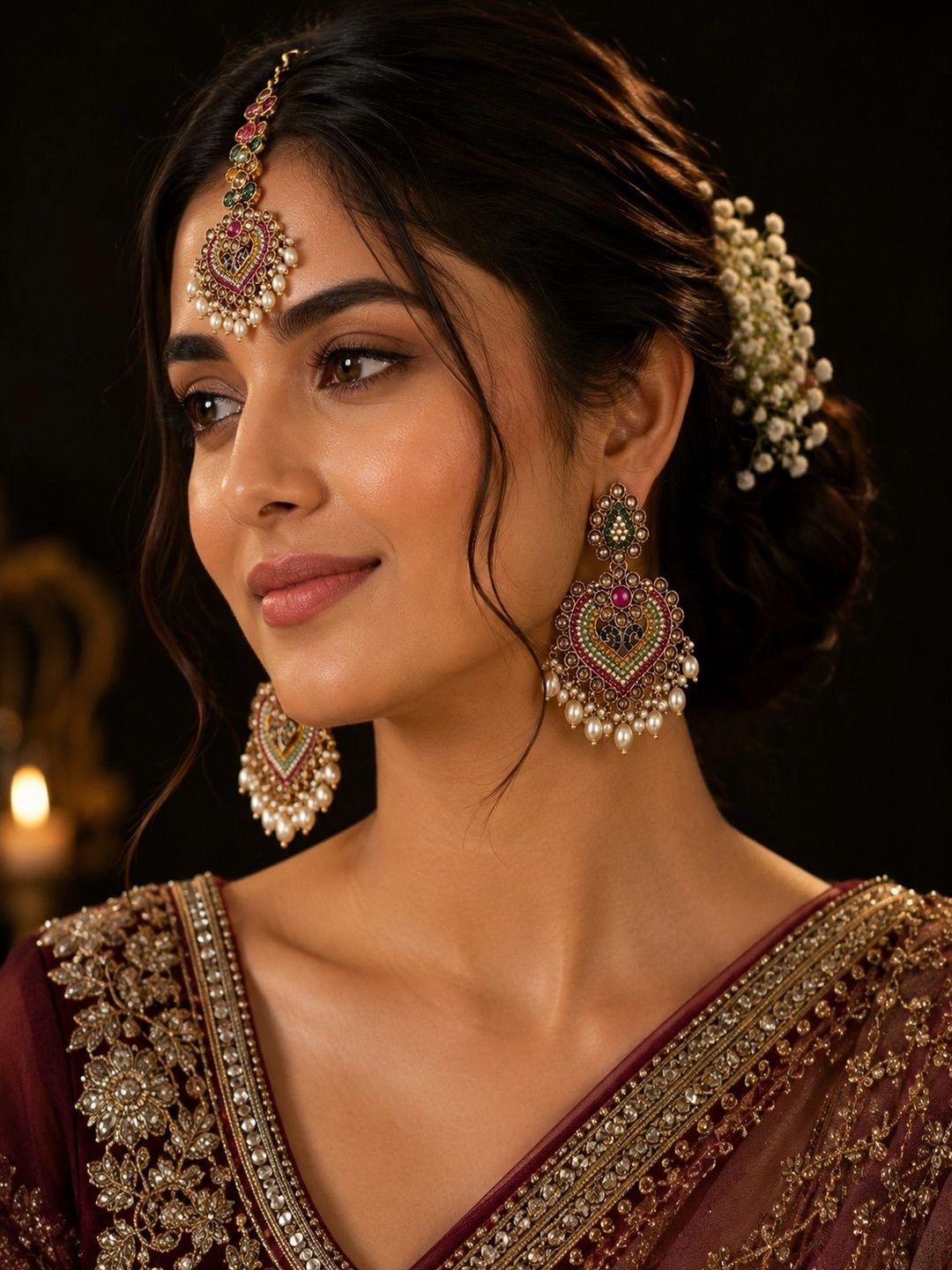 Glim India Heart Shaped Drop Earrings-picture-14