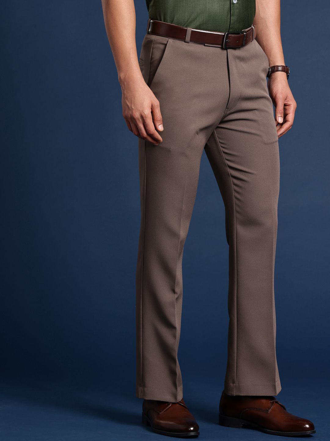 DIVISIVE Men Bootcut Slim Fit High-Rise Formal Trousers-picture-14