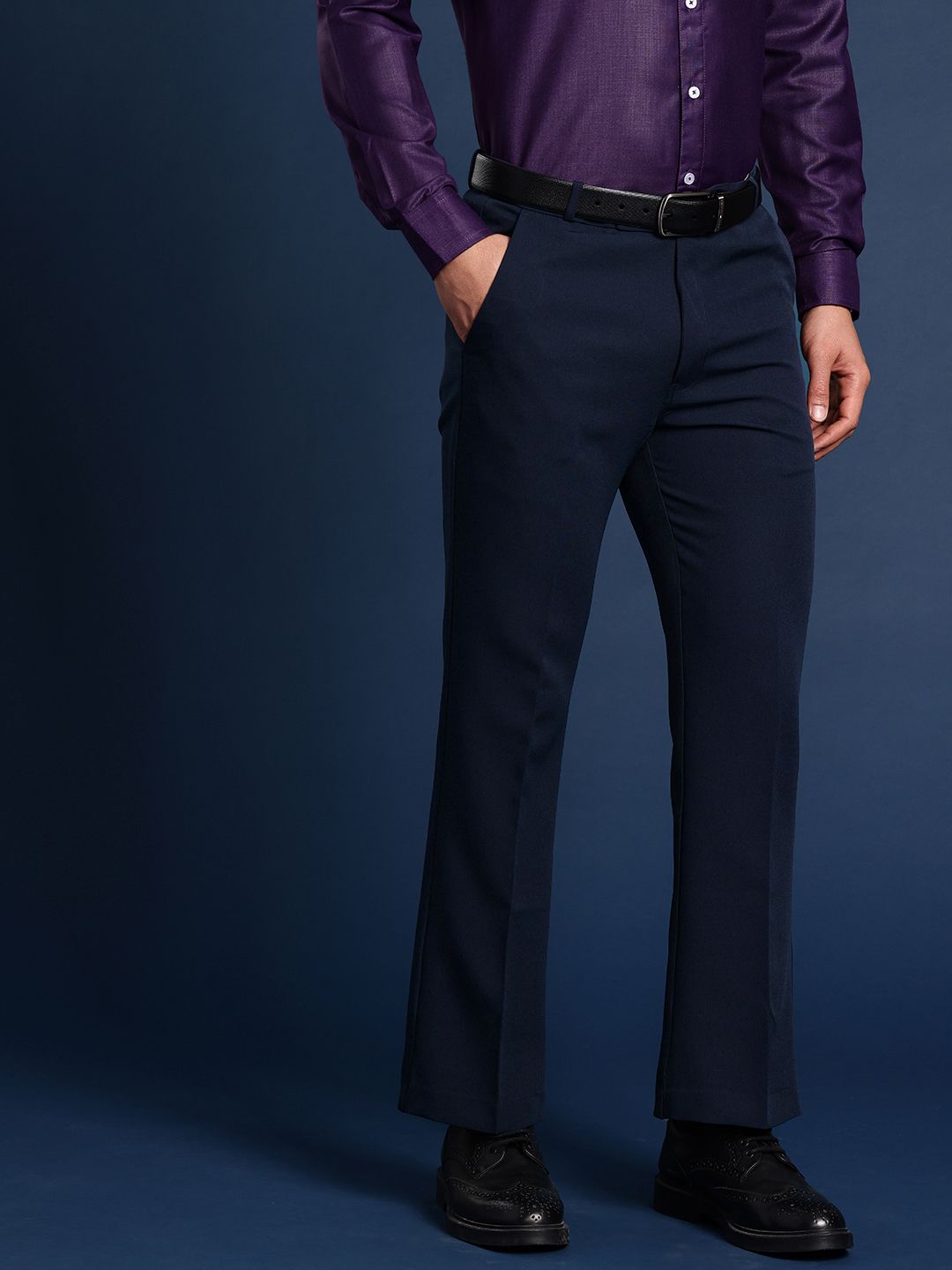 DIVISIVE Men Bootcut Slim Fit High-Rise Formal Trousers-picture-13