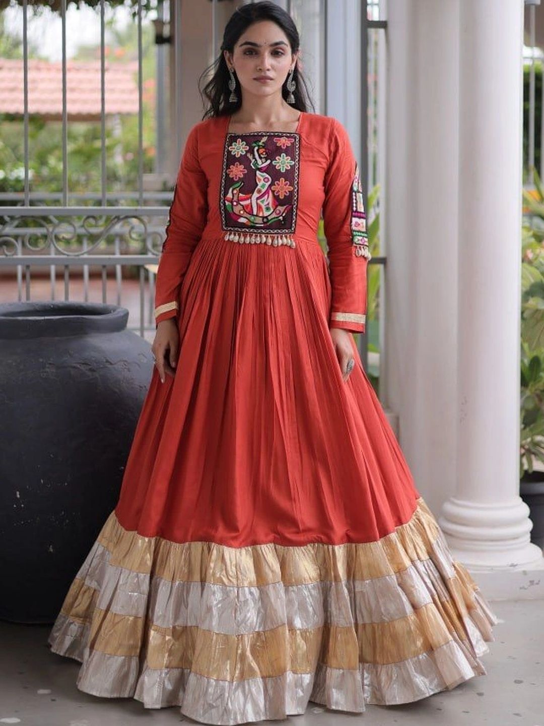 Livewear Kutchi Gamthi Thread Work Festive Ethnic Gown-image-20