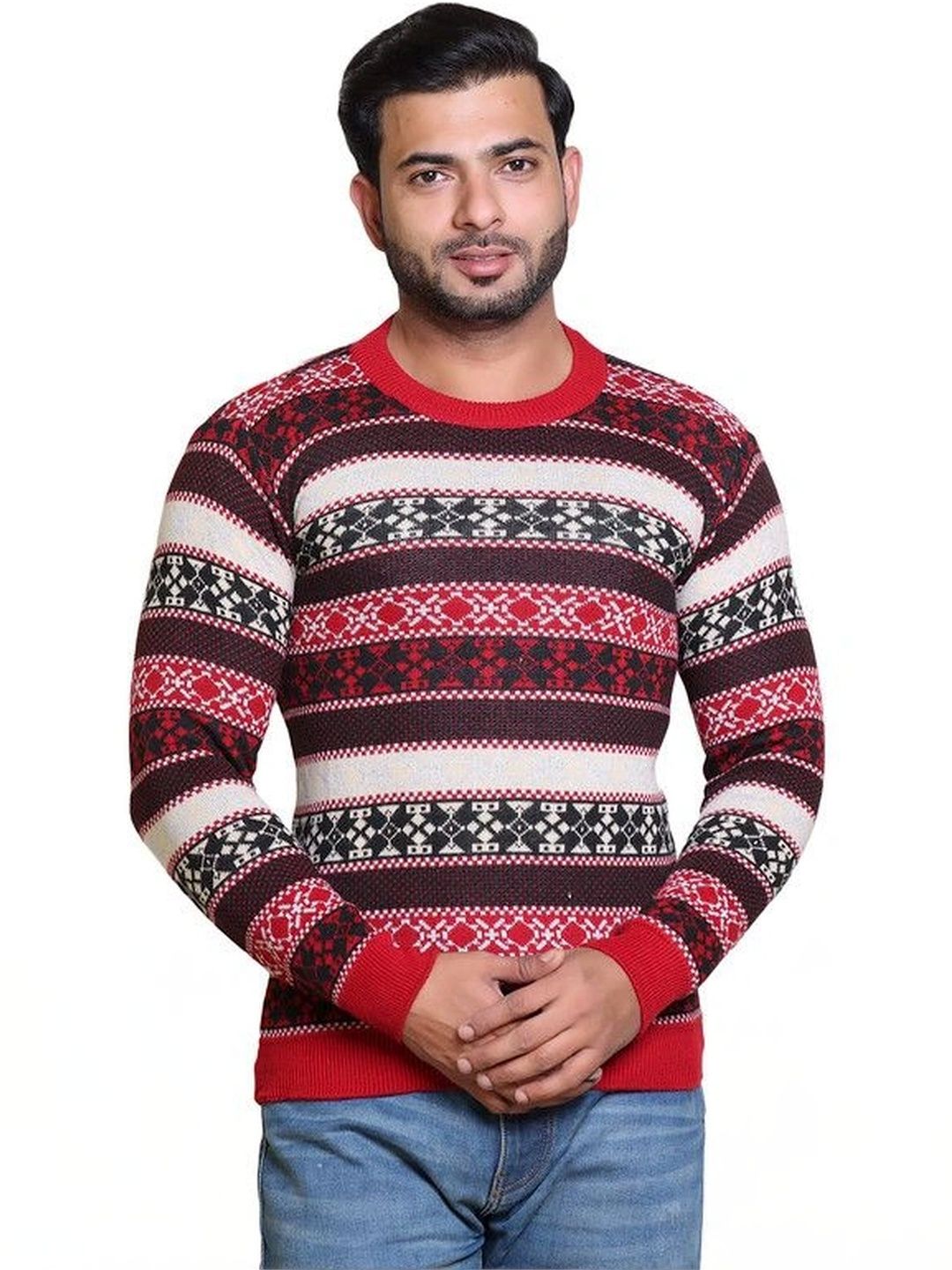 Grand Line Men Fair Isle Striped Pullover-picture-46