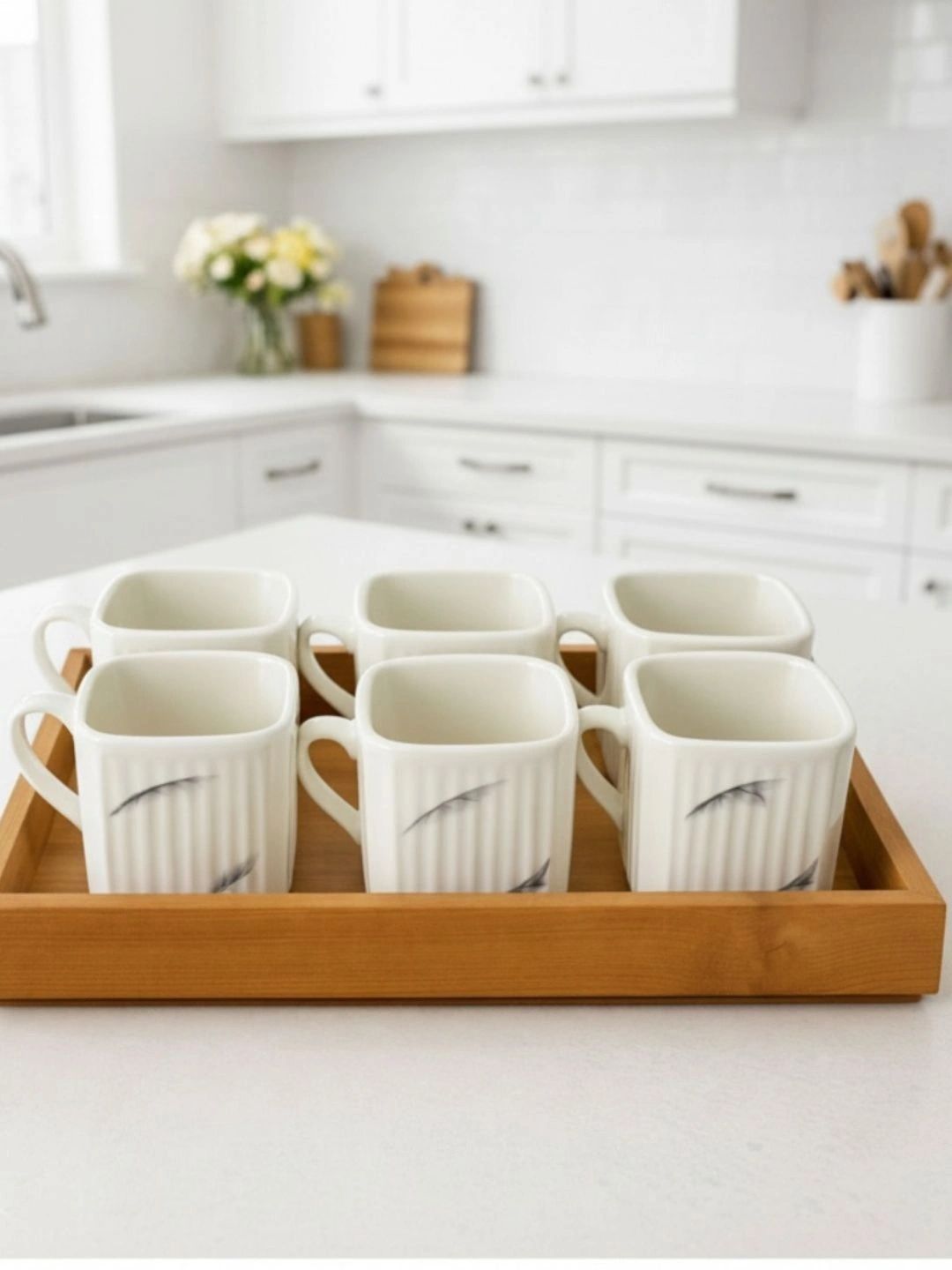Love Unlimited White Printed Solid Ceramic Glossy Cups Set of Cups and Mugs-picture-42