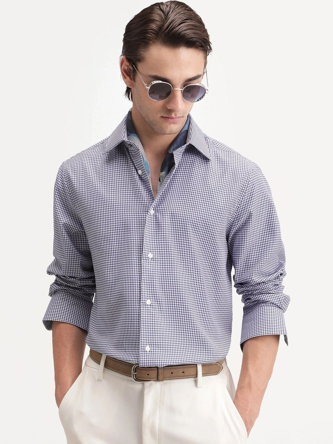 RARE RABBIT Men Gingham Checks Checked Casual Shirt-picture-35