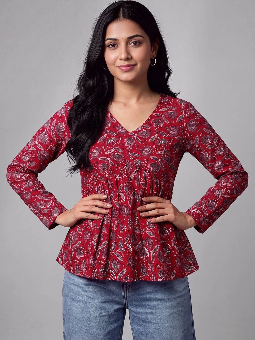 Dream Beauty Fashion Floral Print Peplum Top-picture-35