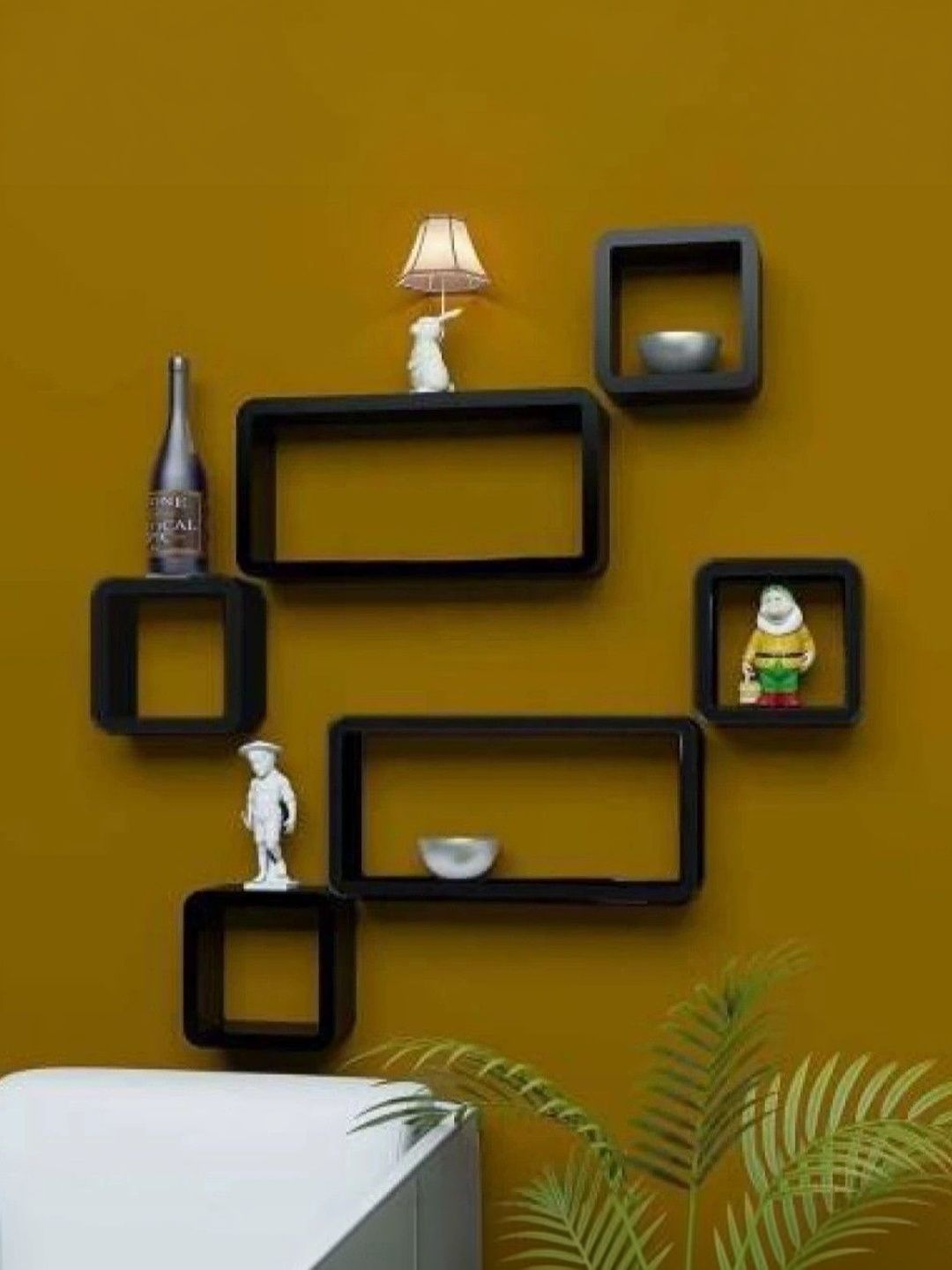 TFS TRADERS Black MDF Wall Shelf with Keyholders-picture-56