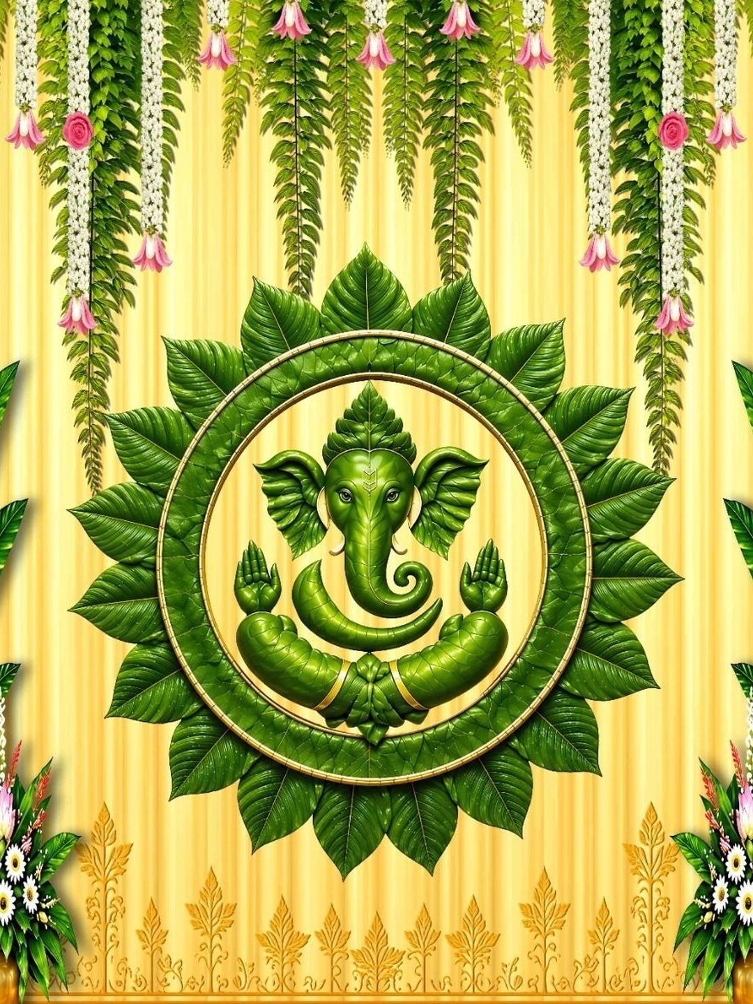 DHARA CREATION Green Ganesha Printed Wall Decor-picture-57