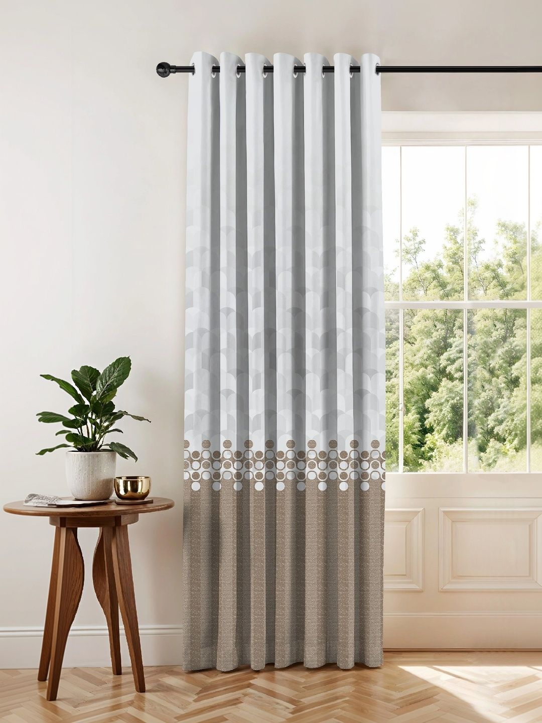 Nefertiti Home Coffee Brown Geometric Room Darkening Door Curtain-picture-12
