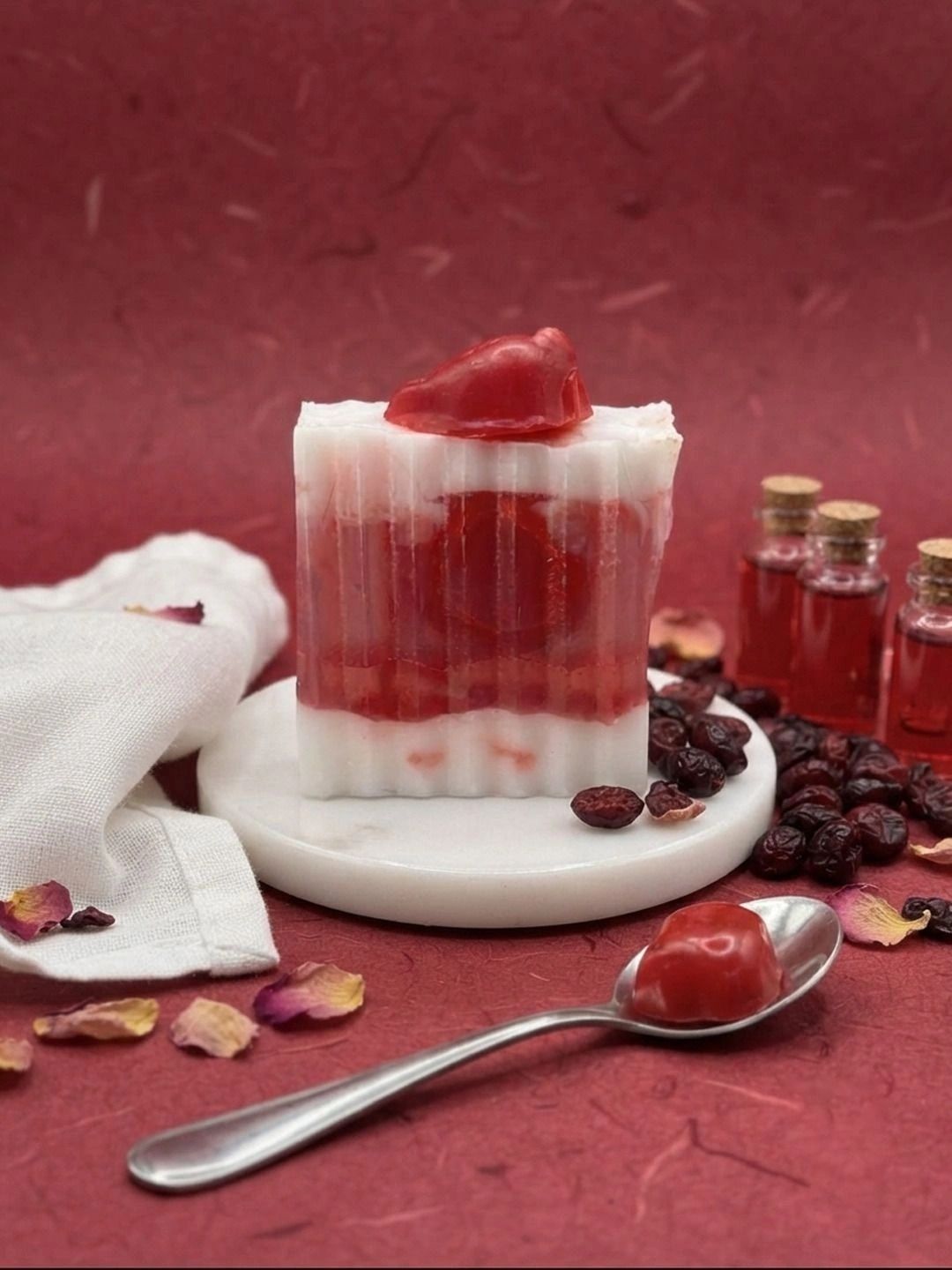 KRENOZ Handmade Strawberry Dessert Glycerin Soap - 150 g-picture-13