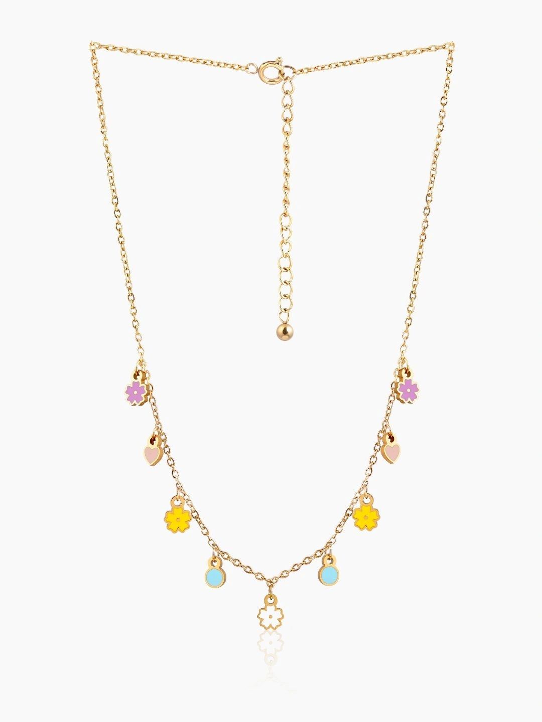 SWASHAA Girls 18K Gold Plated Heart & Flower Necklace-picture-37