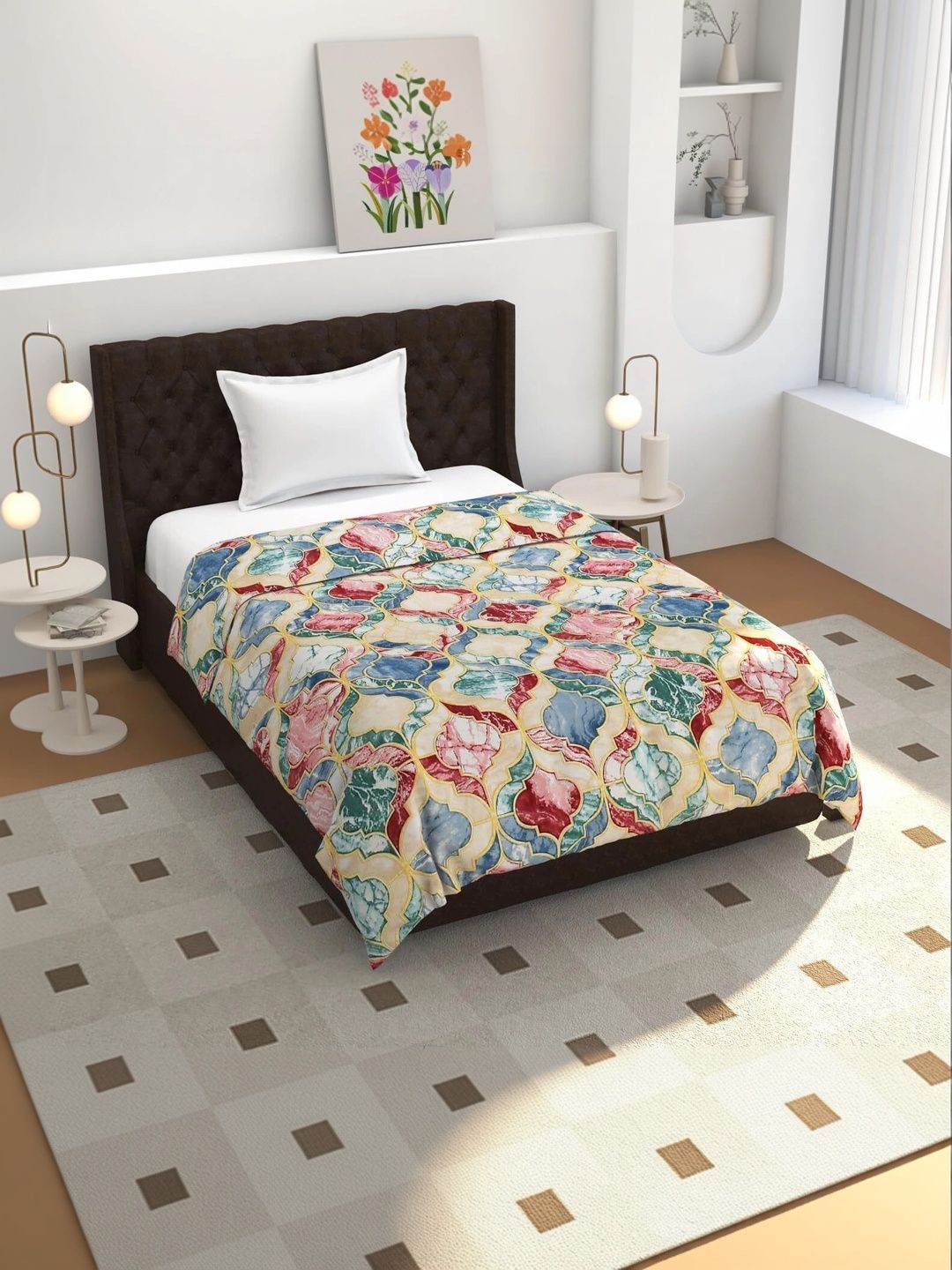 TINDLER KNOTS Blue Floral Printed Single Duvet Cover-picture-35