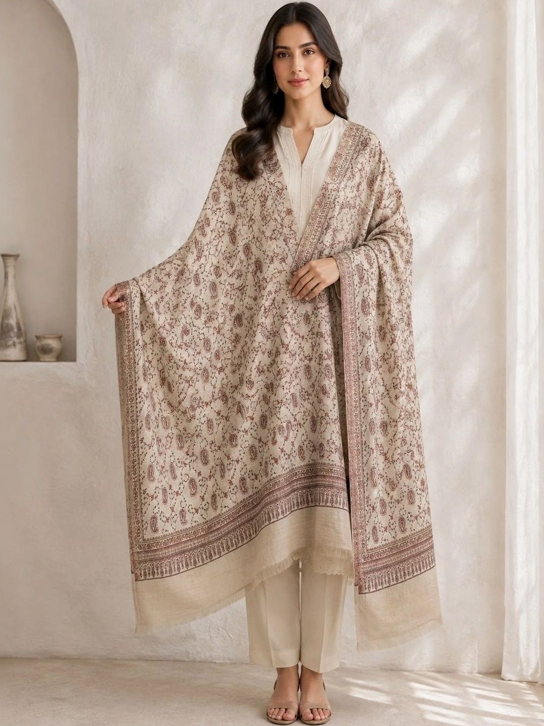 THE SHAWL STUDIO Women Ethnic Motifs Embroidered Shawl-picture-11