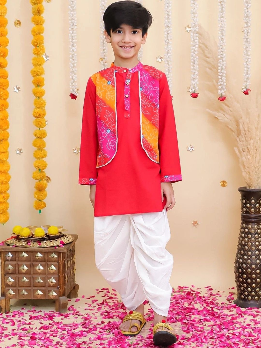 BownBee Boys Bandhani Regular Pure Cotton Kurta with Dhoti Pants-picture-19