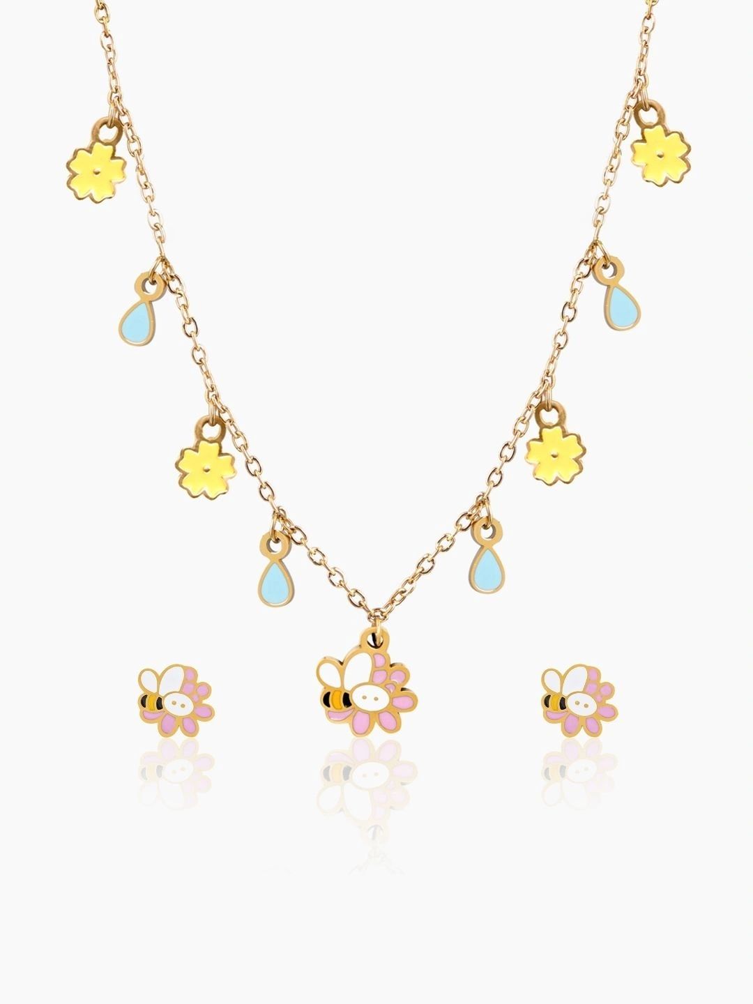 SWASHAA Gold-Plated Enamelled Necklace and Earrings-image-46