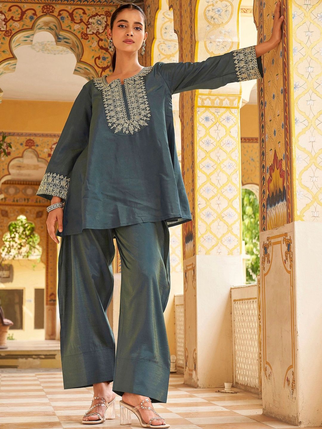 Tikhi Imli Embroidered Top with Trousers-picture-0