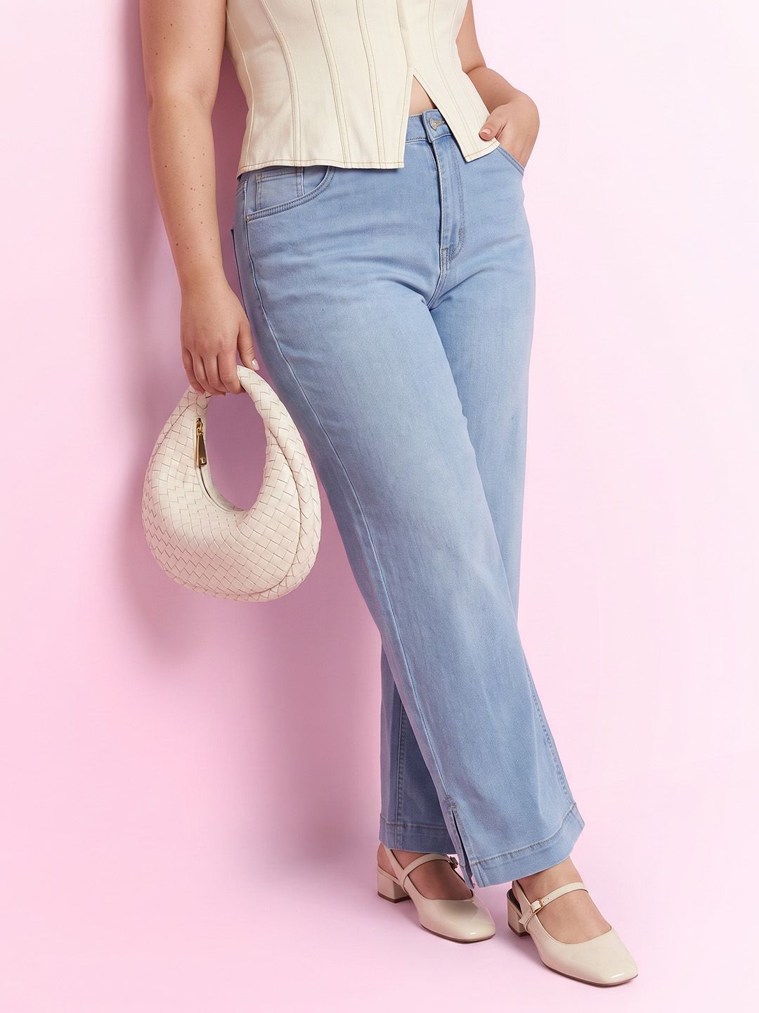 DressBerry Curve Women Straight Fit Light Fade Jeans-picture-17