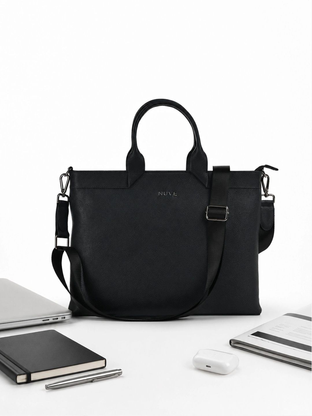 NUVE Men Textured Leather Laptop Bag-picture-39