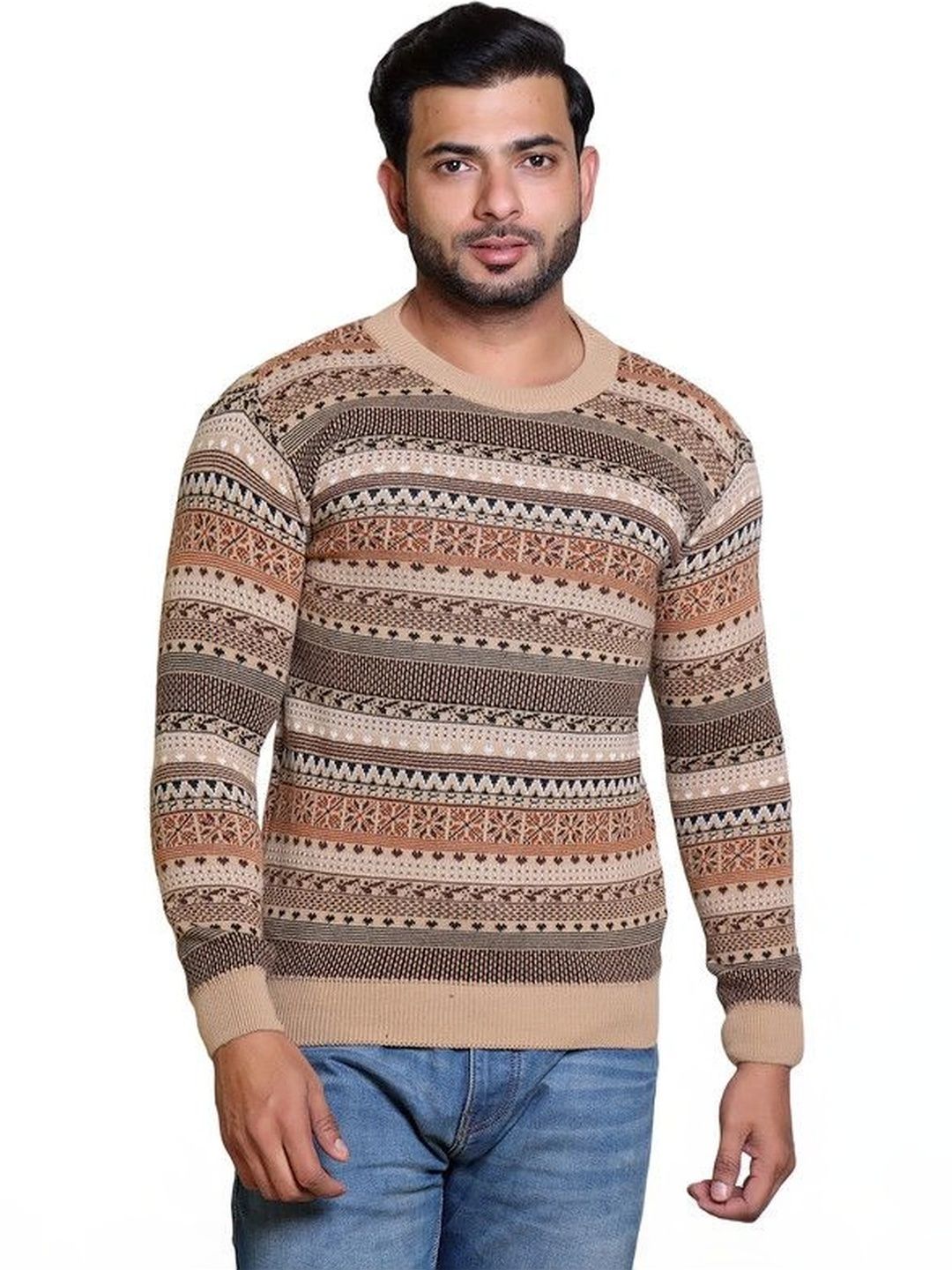 Grand Line Men Fair Isle Printed Pullover-picture-11