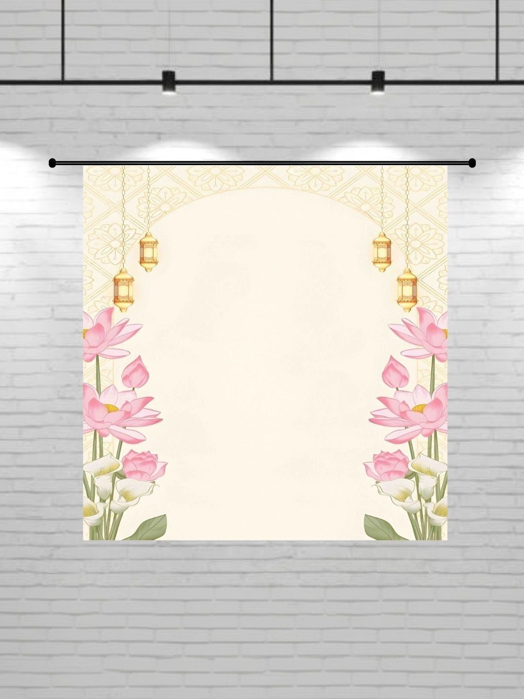 DHARA CREATION Off White & Pink Printed Festive Backdrop Decor-picture-27