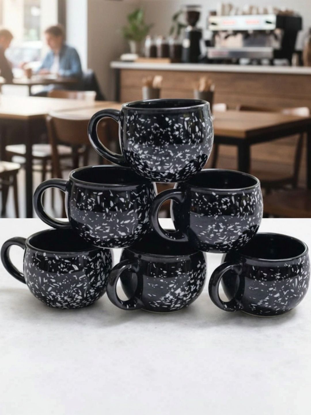 Love Unlimited Black Printed Solid Ceramic Glossy Cups Set of Cups and Mugs-image-10