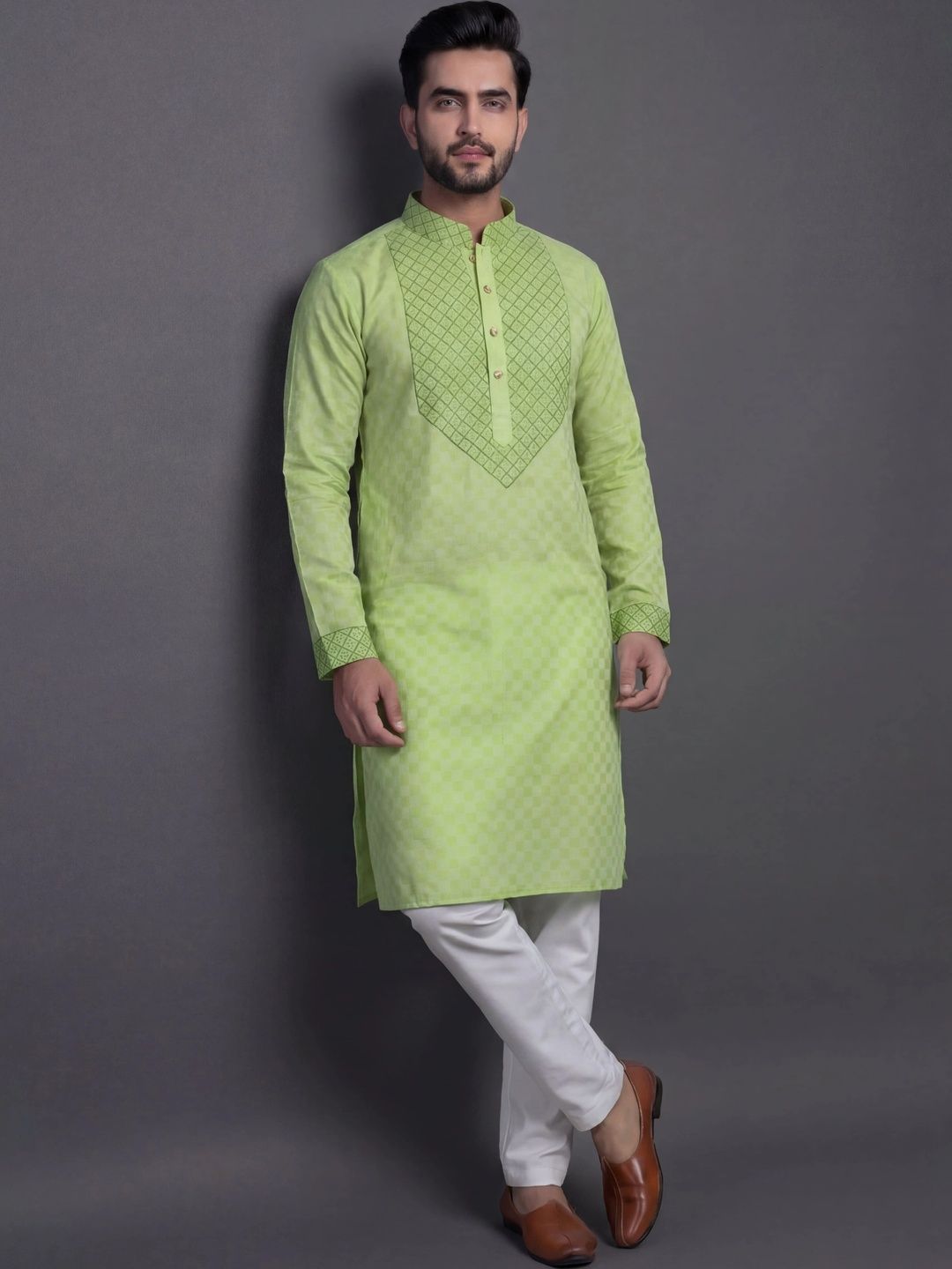 Tibra Collection Men Regular Thread Work Kurta with Pyjamas-picture-20