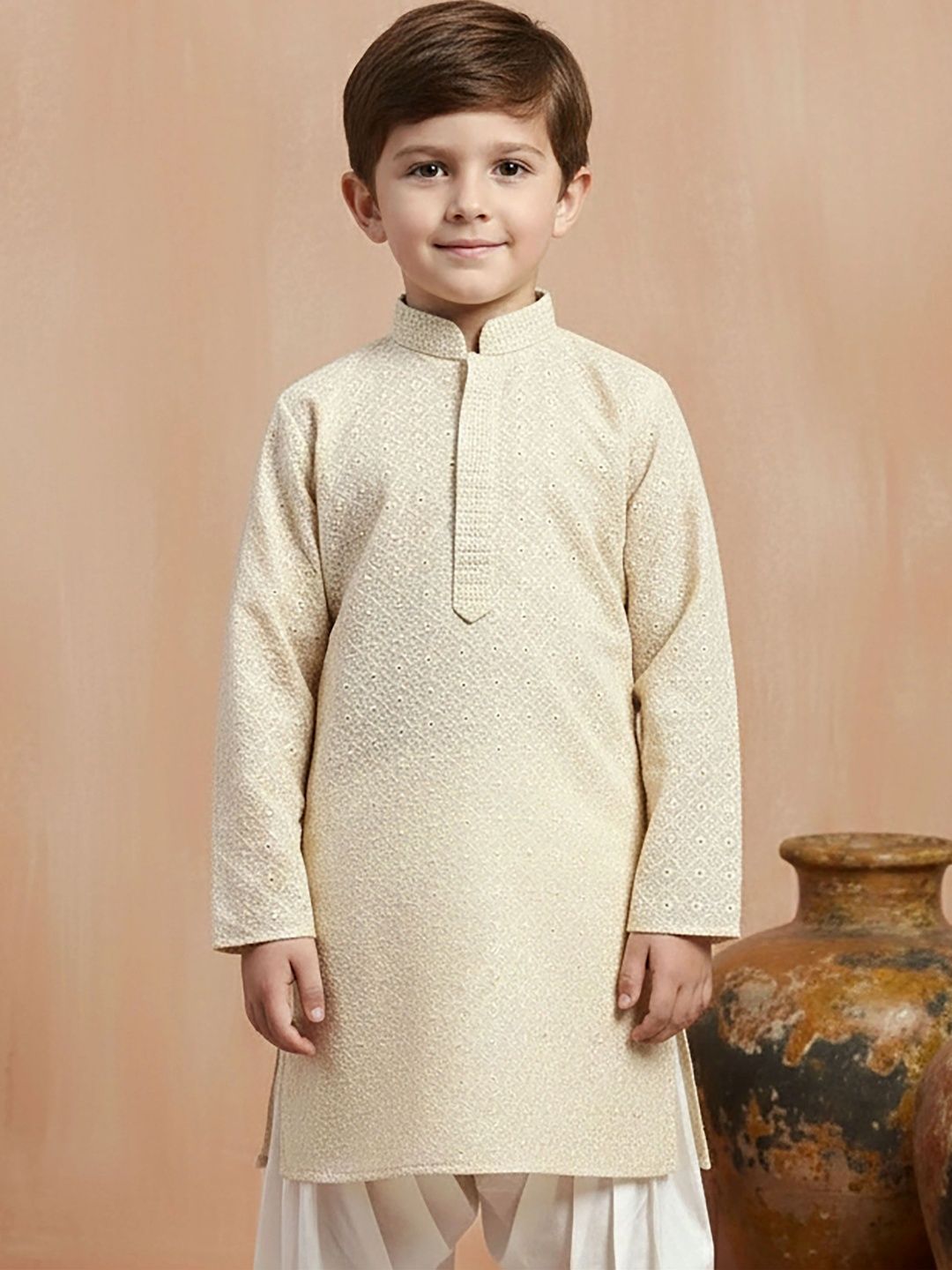 Sanwara Boys Ethnic Motifs Embroidered Chikankari Kurta-picture-56