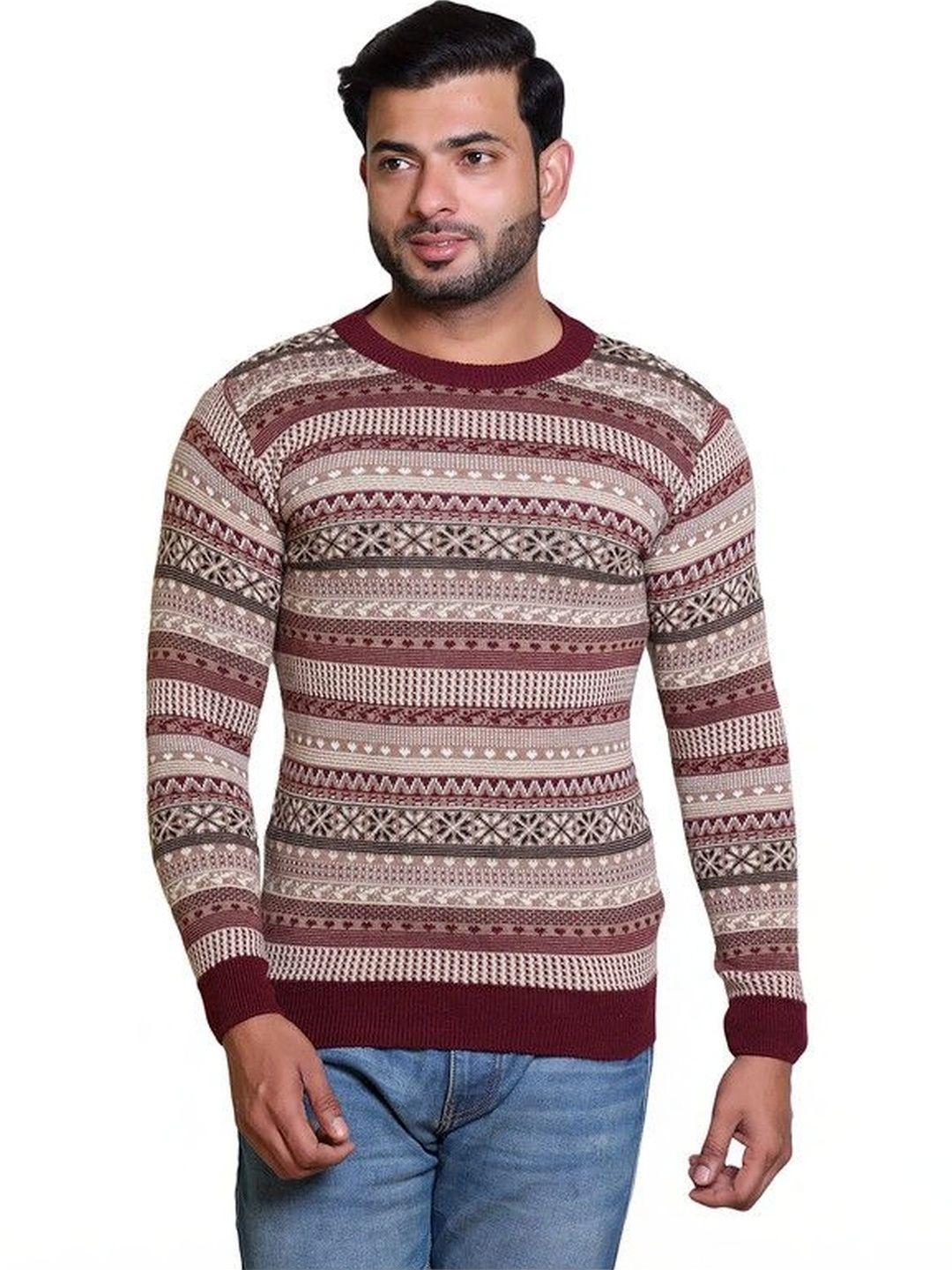 Grand Line Men Fair Isle Printed Pullover-picture-31