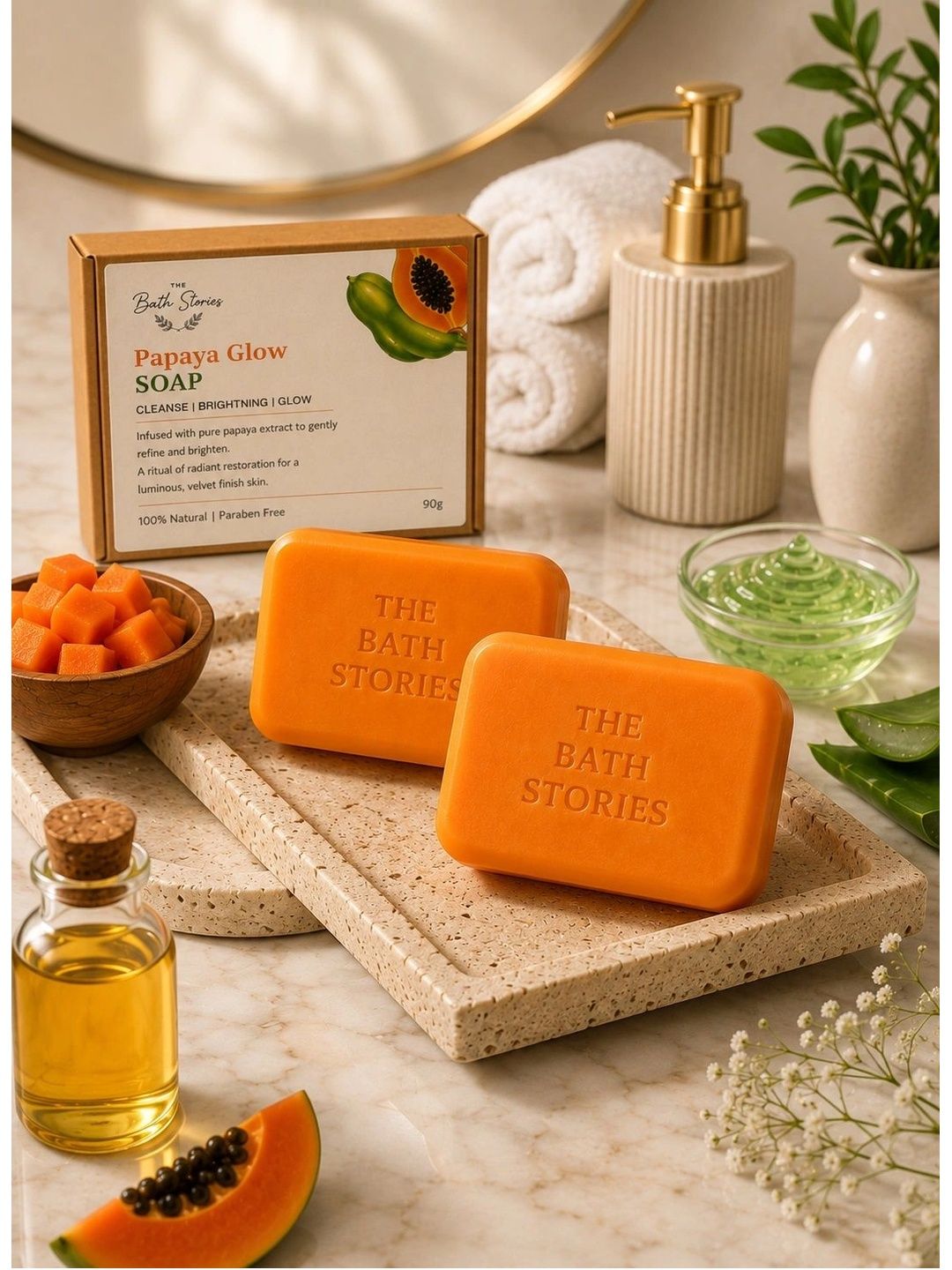 The Bath Stories Set Of 2 Papaya Glow Soap - 90 g Each-picture-51