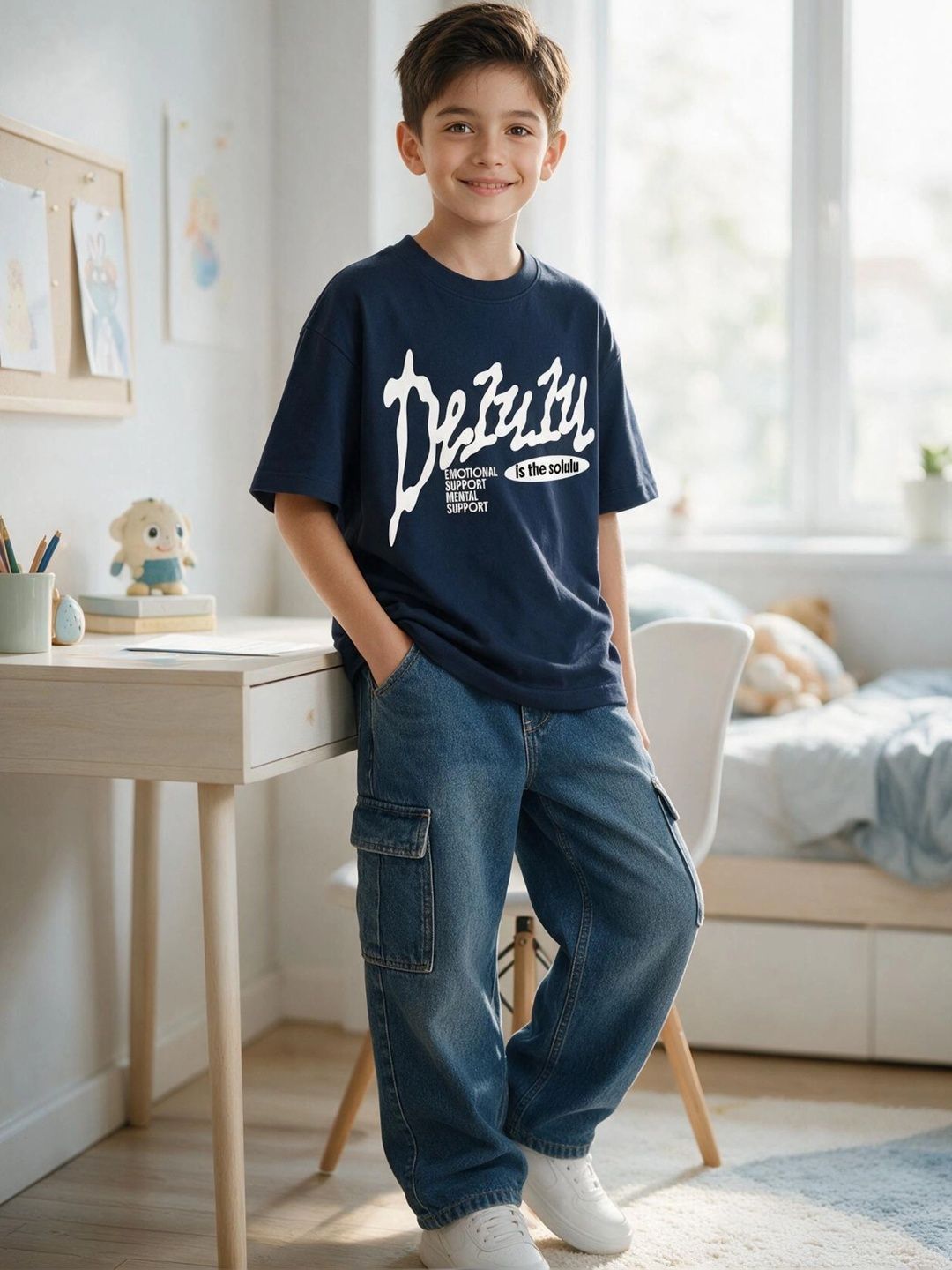 TeeSlix Kids Typography Printed Drop-Shoulder Sleeves T-shirt-picture-28