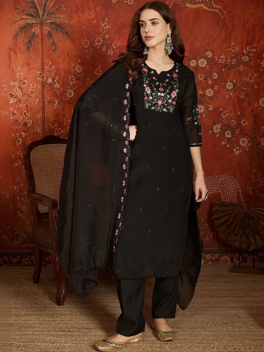MANVAA Women Floral Embroidered Regular Thread Work Kurta with Salwar & With Dupatta-picture-58