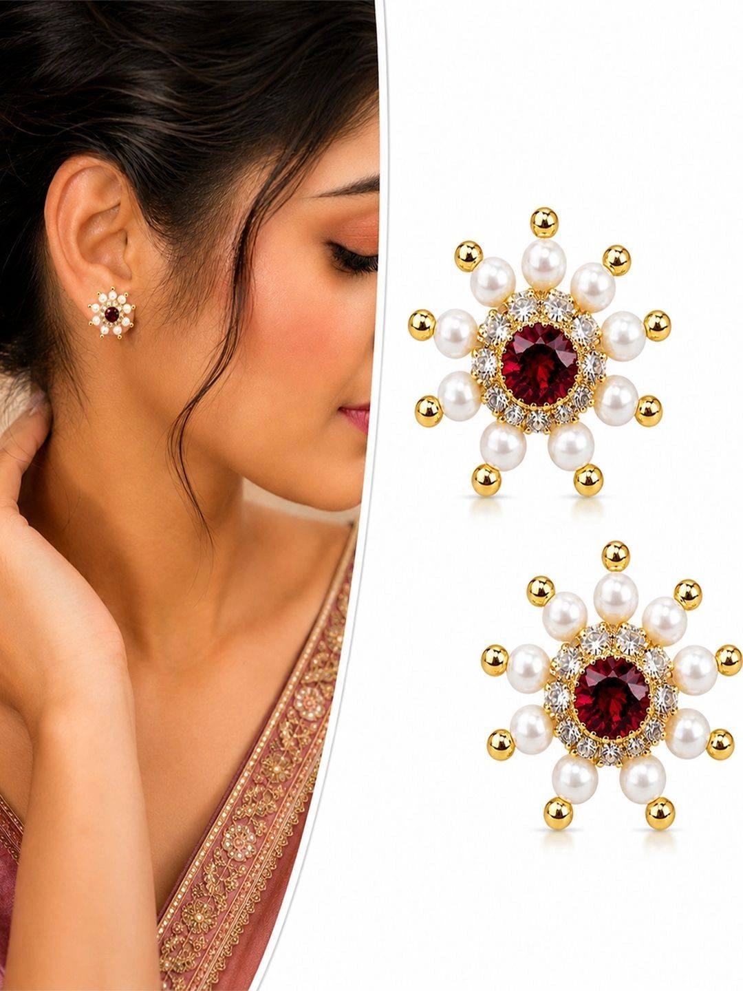 VAMA Floral Studs Earrings-picture-37