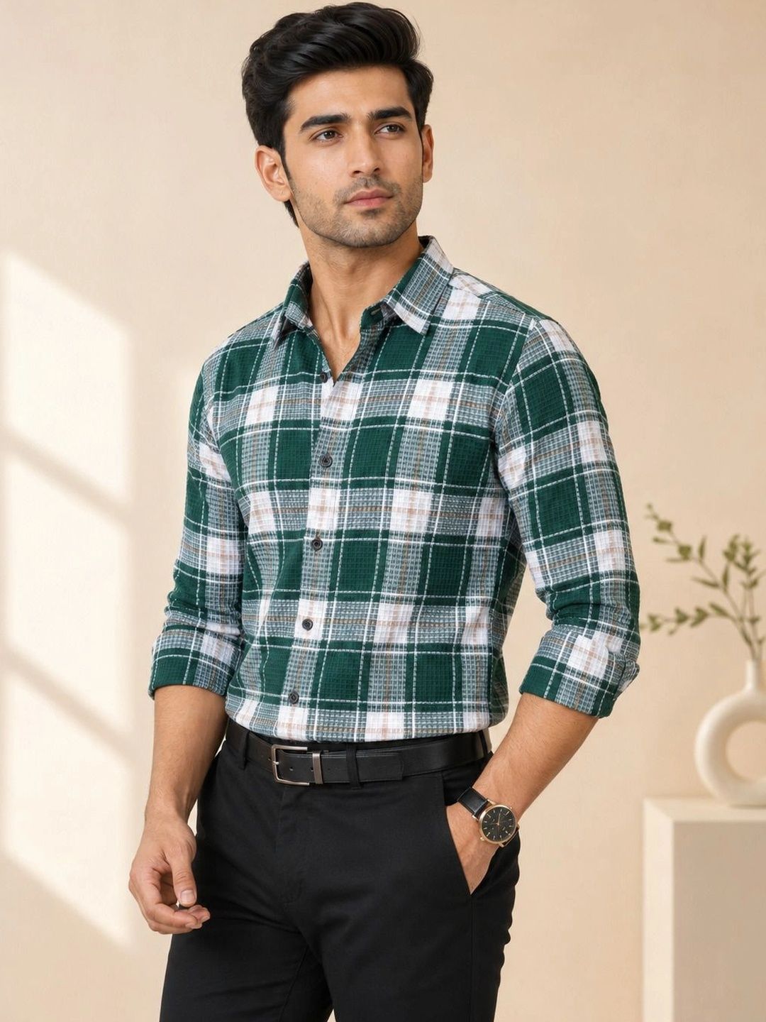 TUSHREE BOUTIQUE Men Classic Tartan Checks Checked Casual Shirt-picture-16