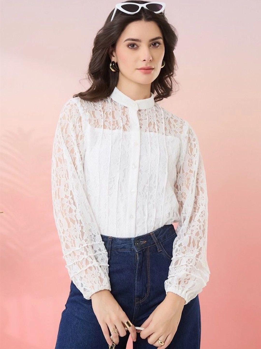 AKSHADEEP Embroidered Net Top-picture-51