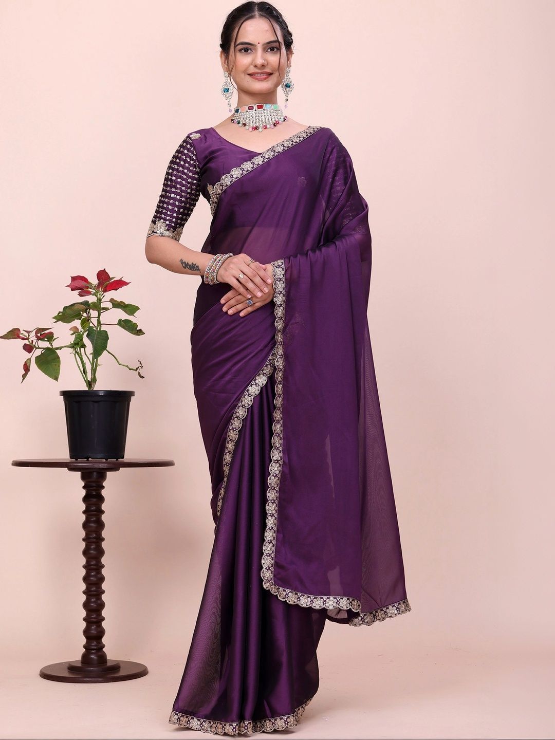 all about you Embroidered Poly Chiffon Designer Saree-picture-34