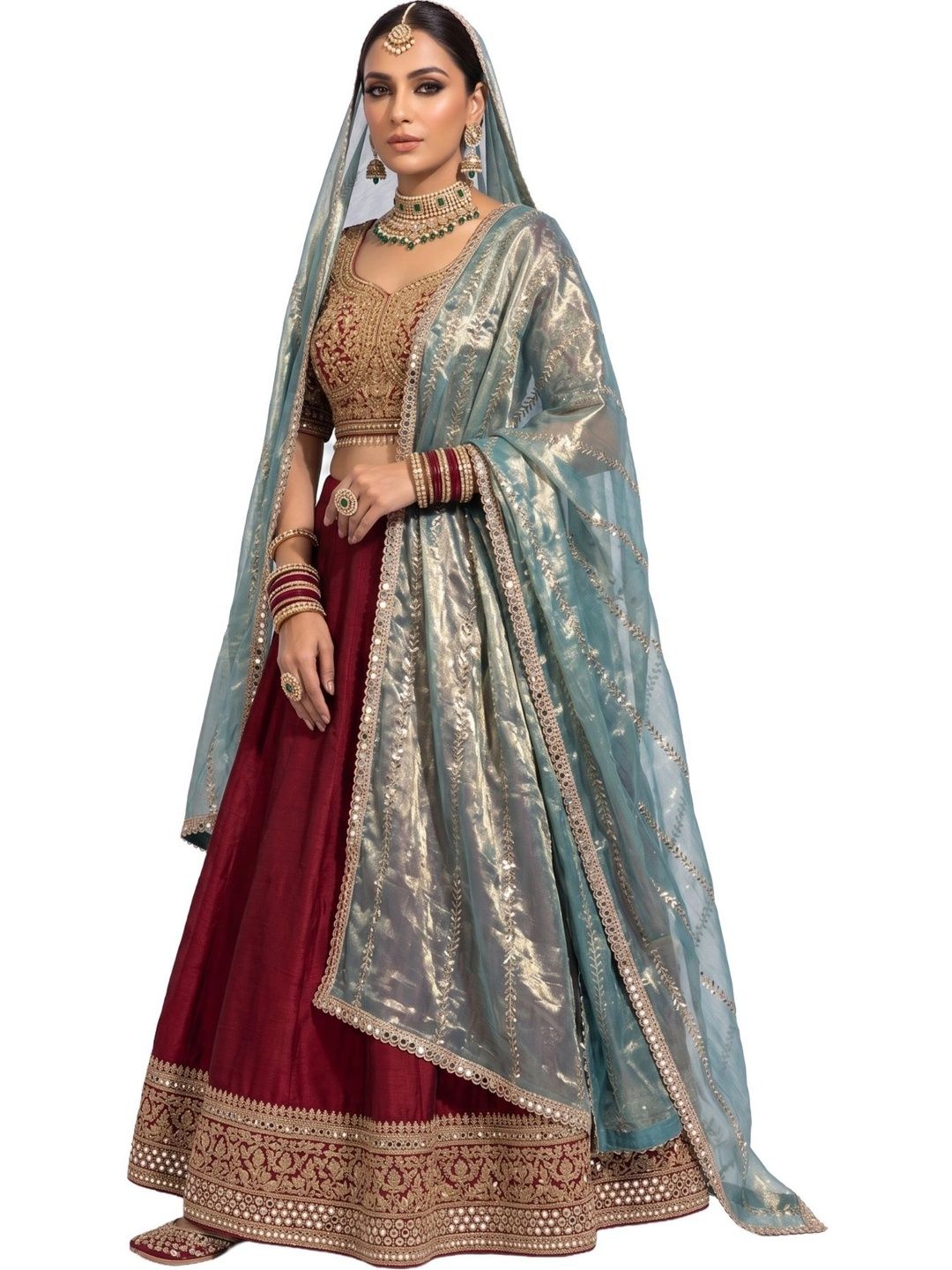 ANNI FASHION Woven Design Art Silk Dupatta with Mirror Work-picture-13