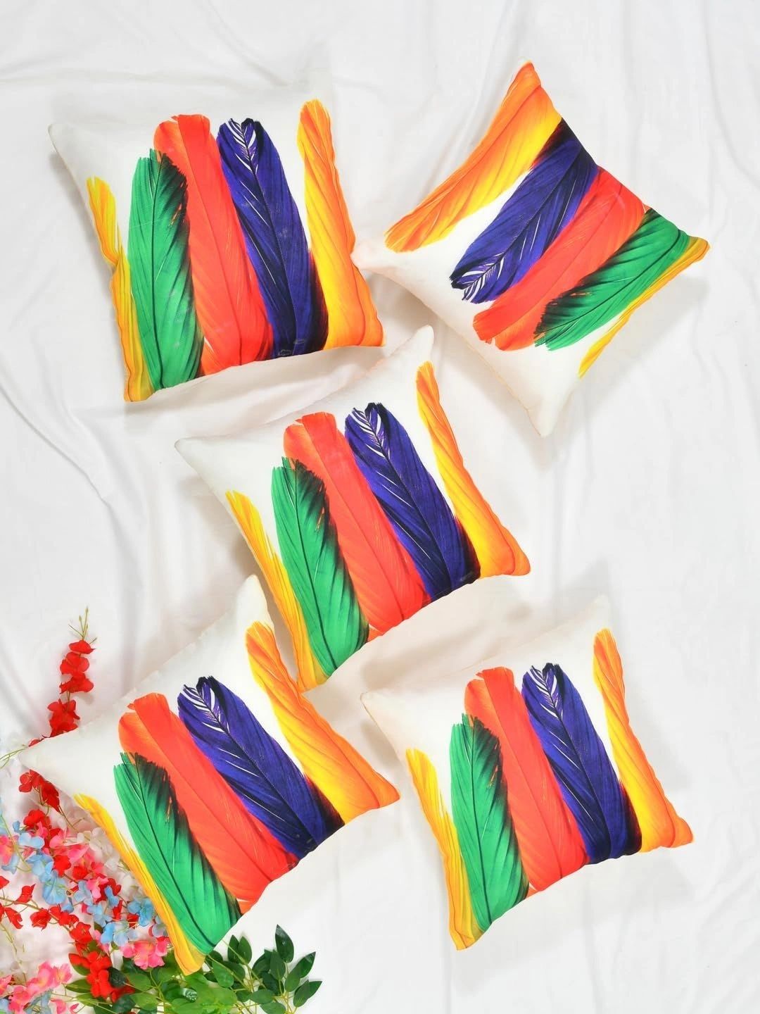 Aura Multicoloured Set of 5 Square Cushion Covers-picture-3
