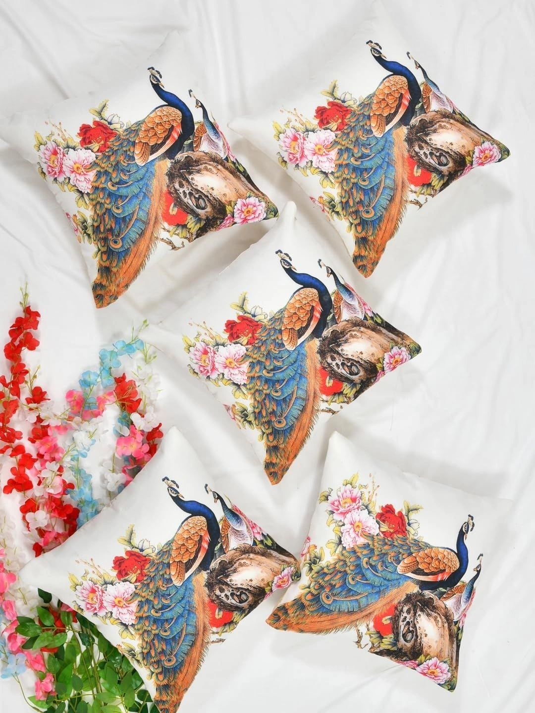Multicoloured Aura multicoloured set of 5 square cushion covers Price History ...