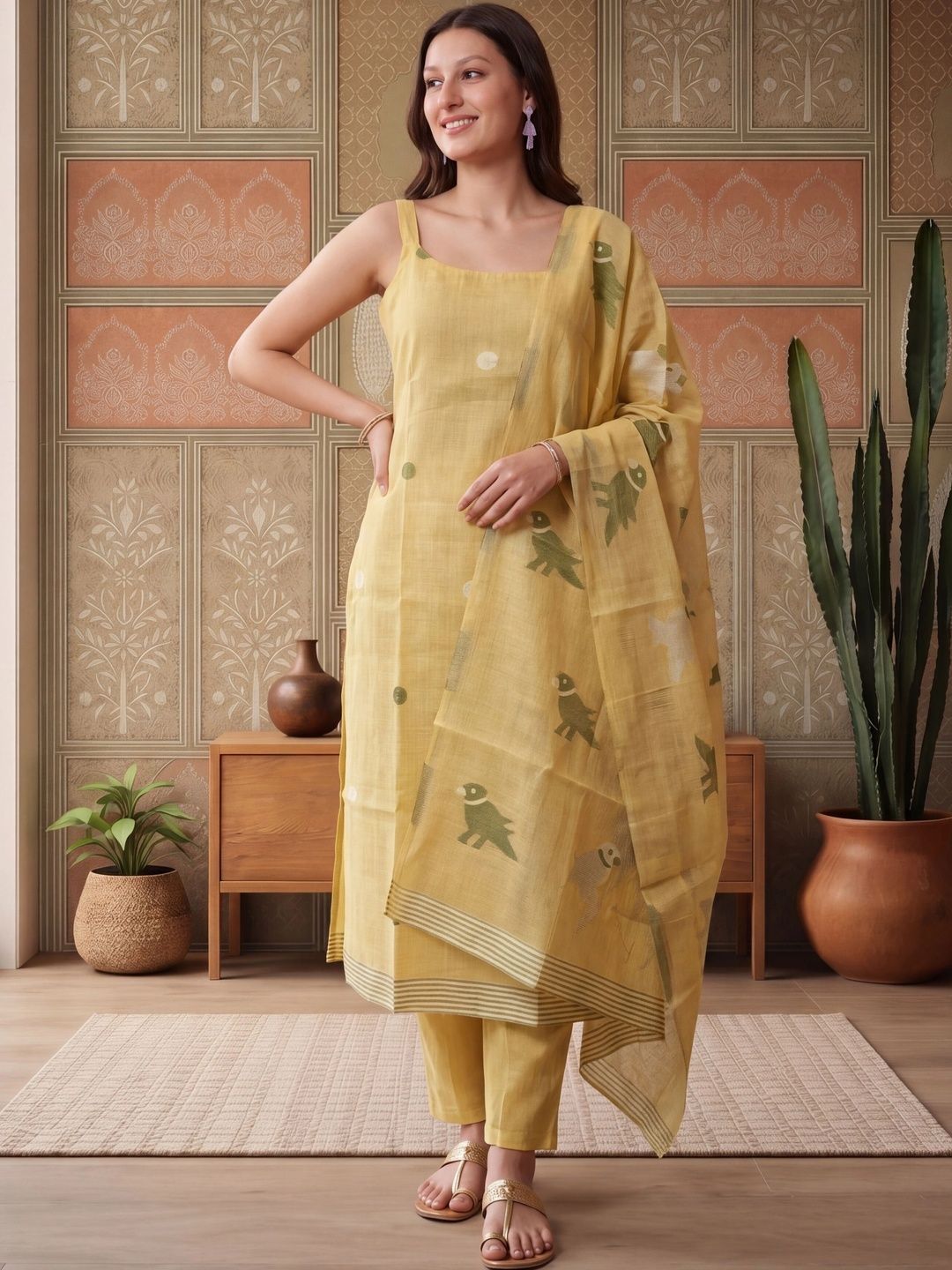 Sangria Women Ethnic Motifs Printed Regular Kurta with Trousers & With Dupatta-picture-23