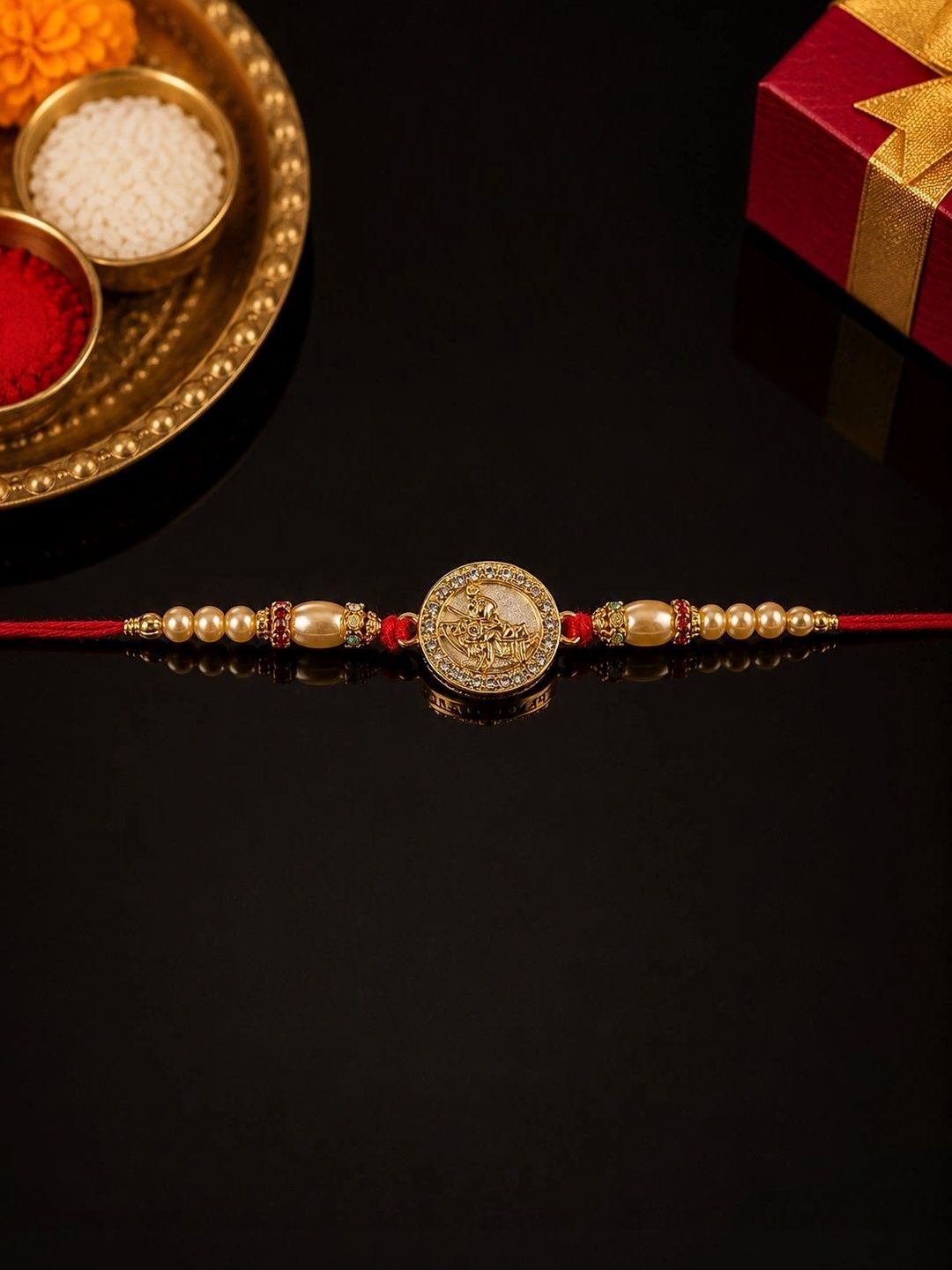 Anouk Radha Krishna Pearls Beaded Designer Rakhi-image-36