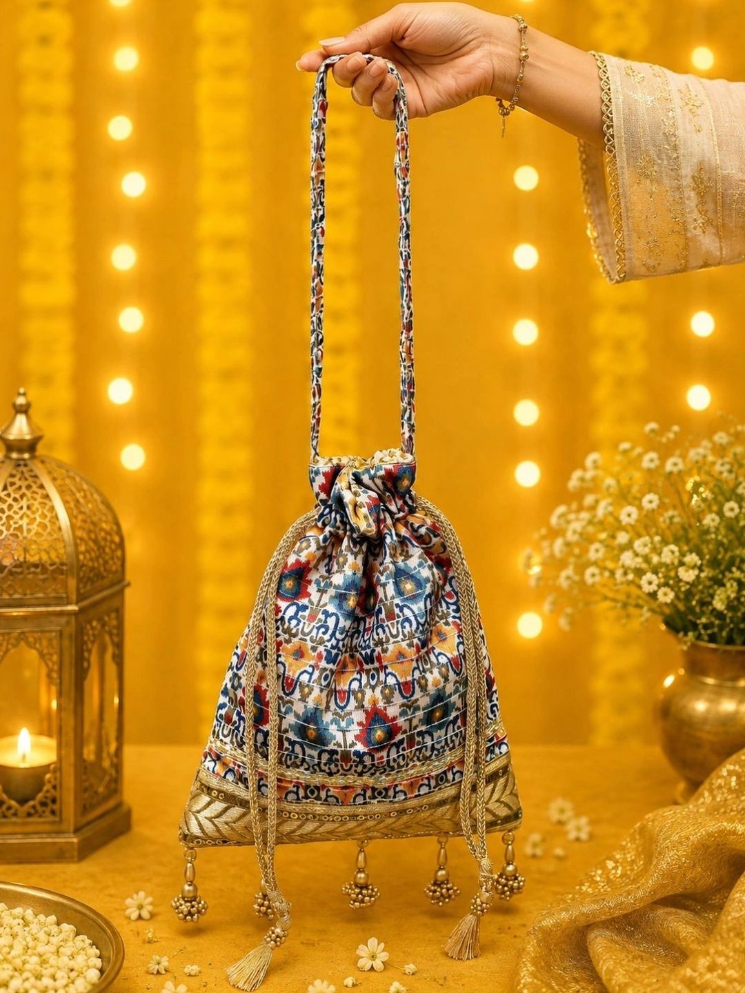 BAGOLOGY Printed Embellished Potli Clutch-picture-31