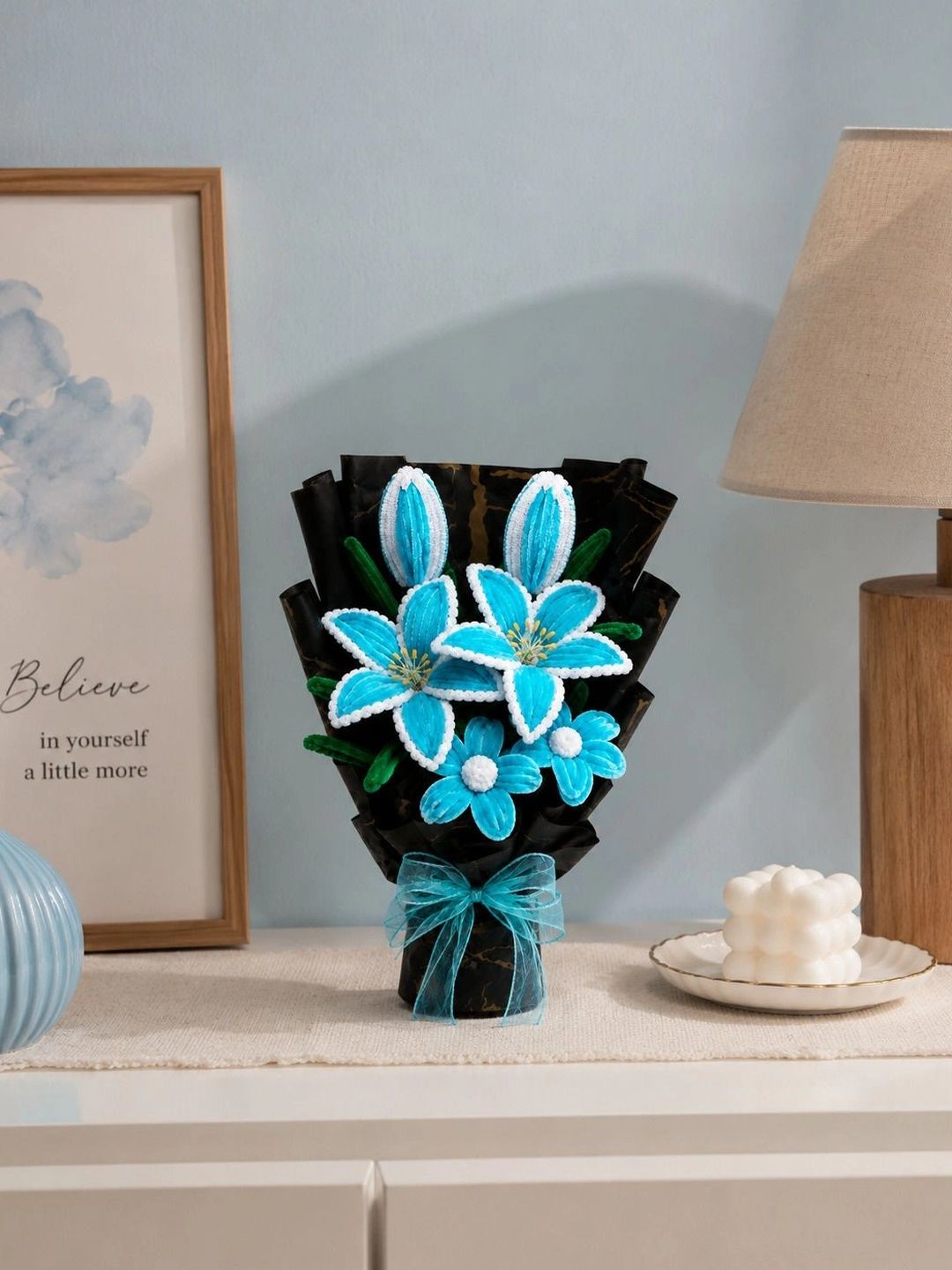 Agantuk Blue 6 Pieces Lily Artificial Flower-picture-41