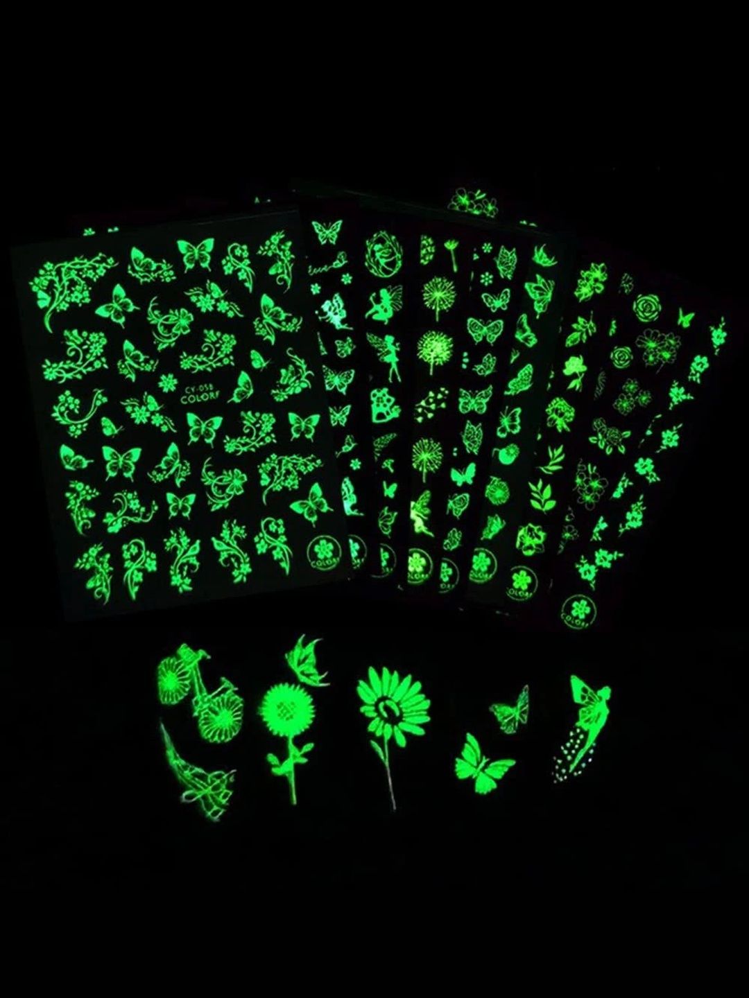 S.A.V.I Set Of 9 Luminous Glow Nail Stickers-image-36