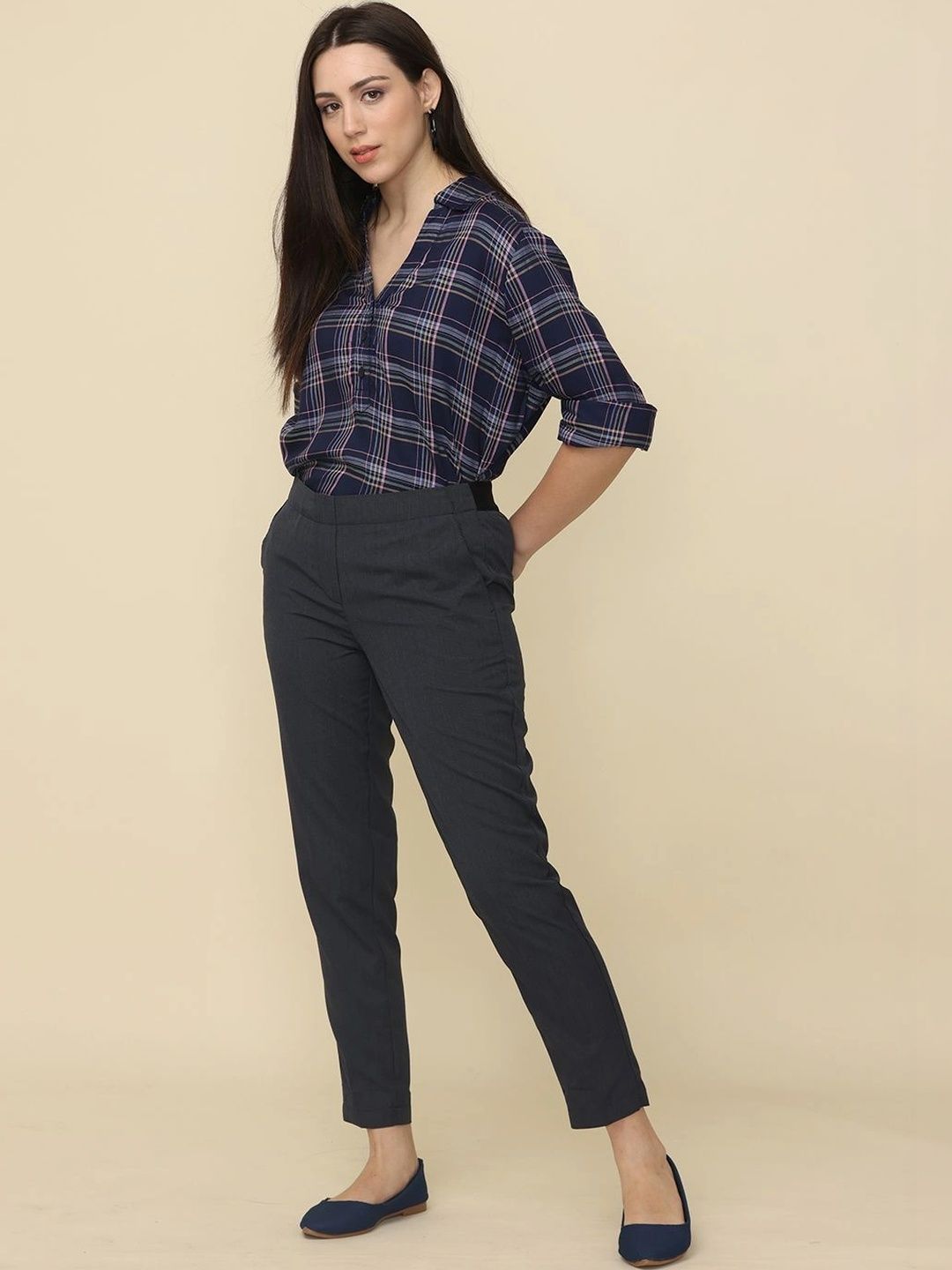 WEARHOUSE Women Relaxed High-Rise Easy Wash Trousers-picture-11