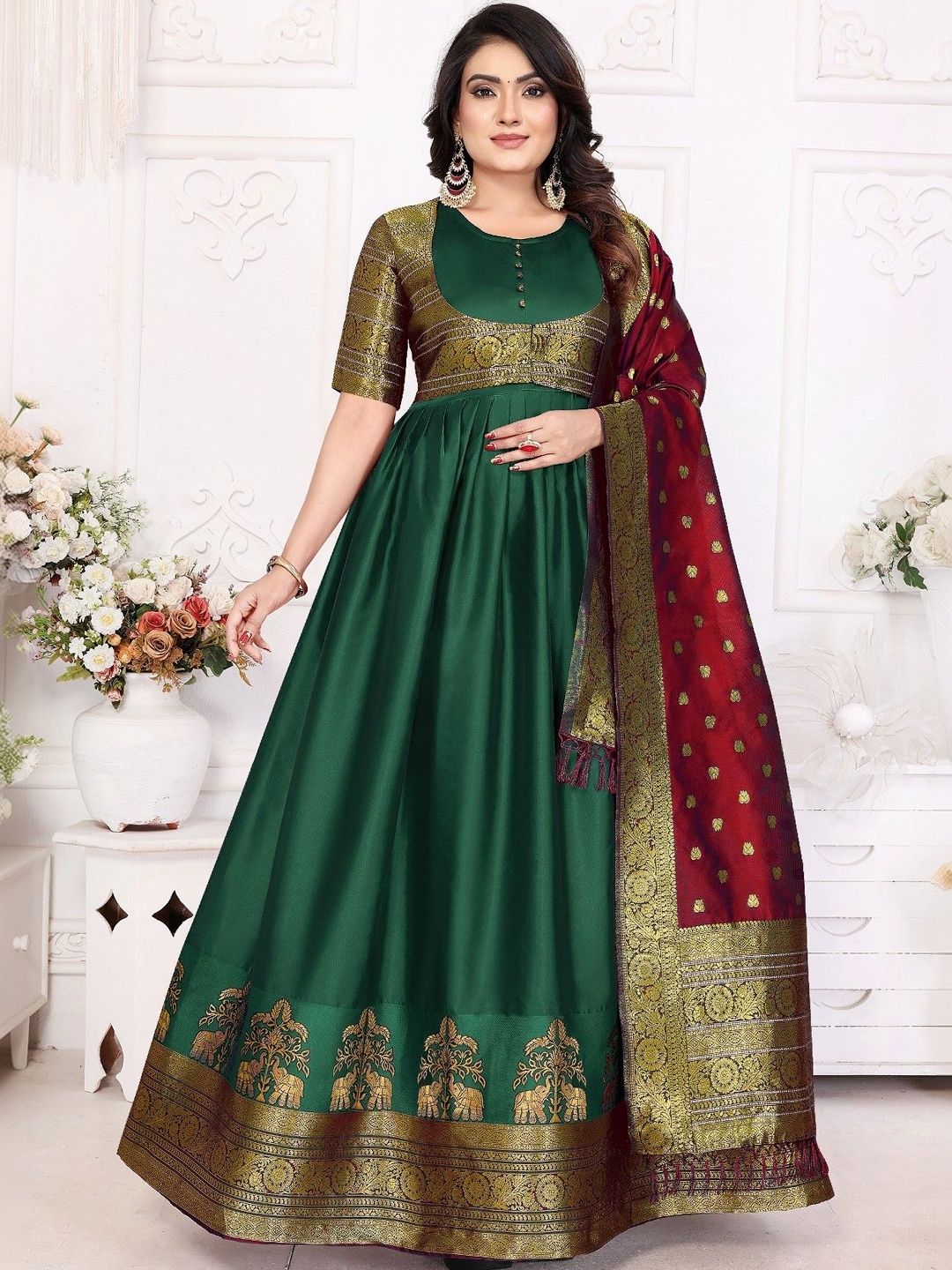 Kinjhit Fashion Woven Design A-Line Ethnic Dresses-picture-28