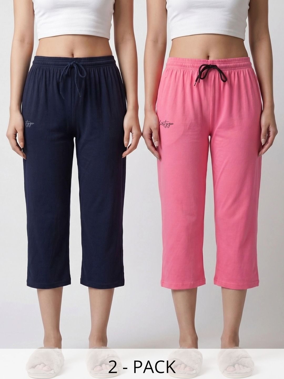 FFLIRTYGO Pack Of 2 Pure Cotton Mid-Rise Lounge Pants-picture-22