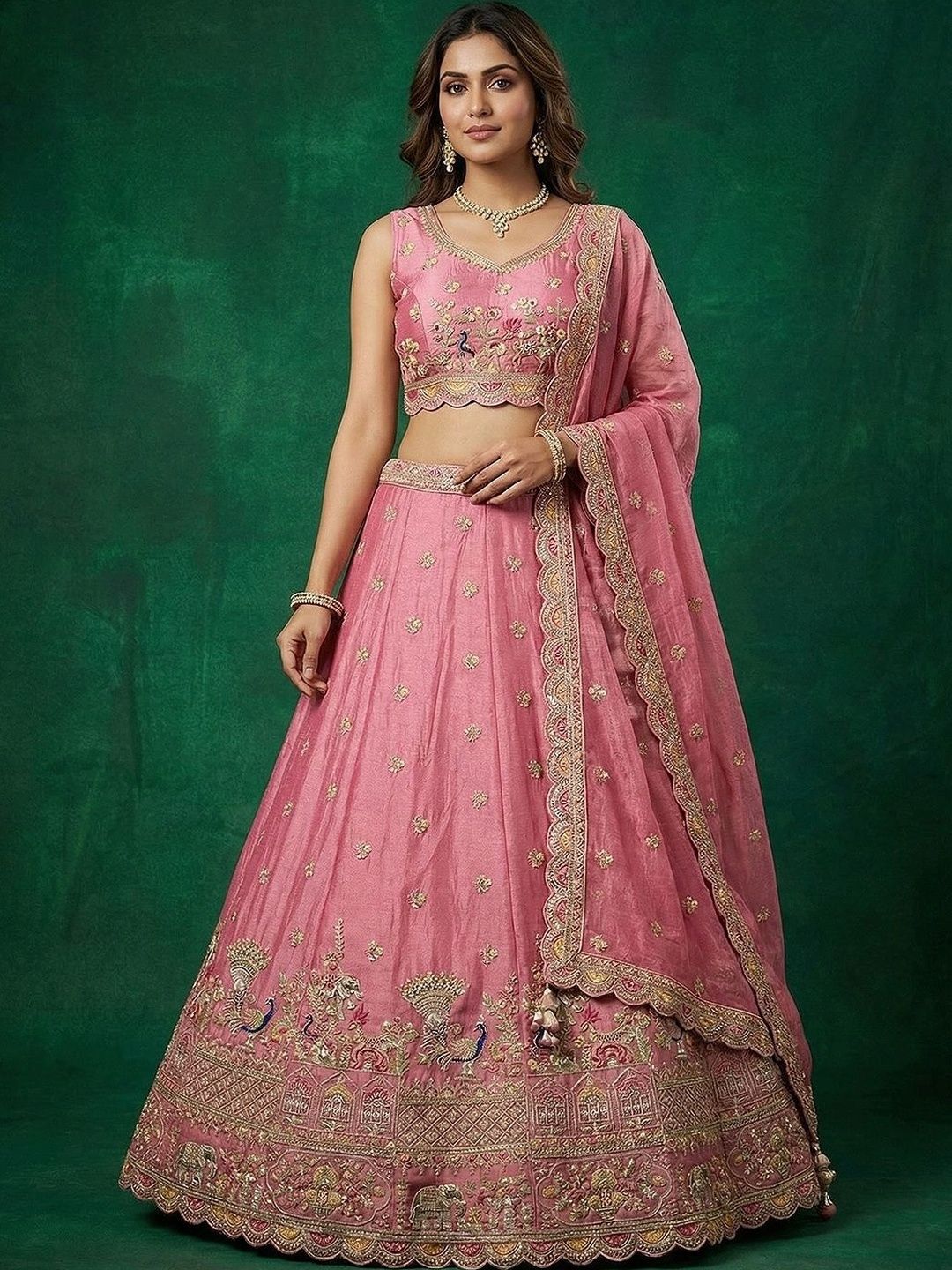panchhi Embroidered Sequinned Semi-Stitched Lehenga & Blouse With Dupatta-picture-23